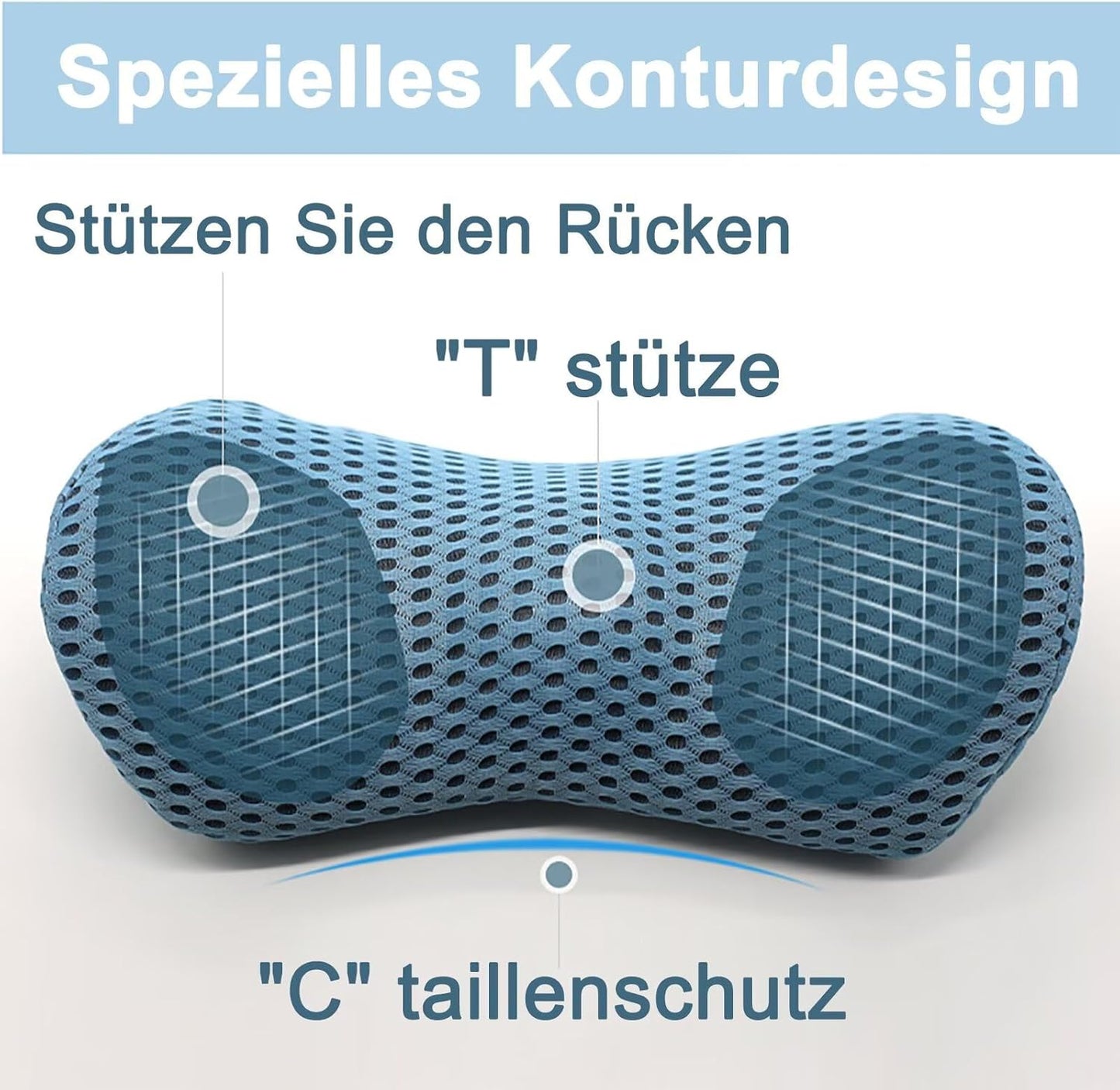 Ergonomisches Memory Foam Rückenkissen für Stuhl & Auto, Schwarz