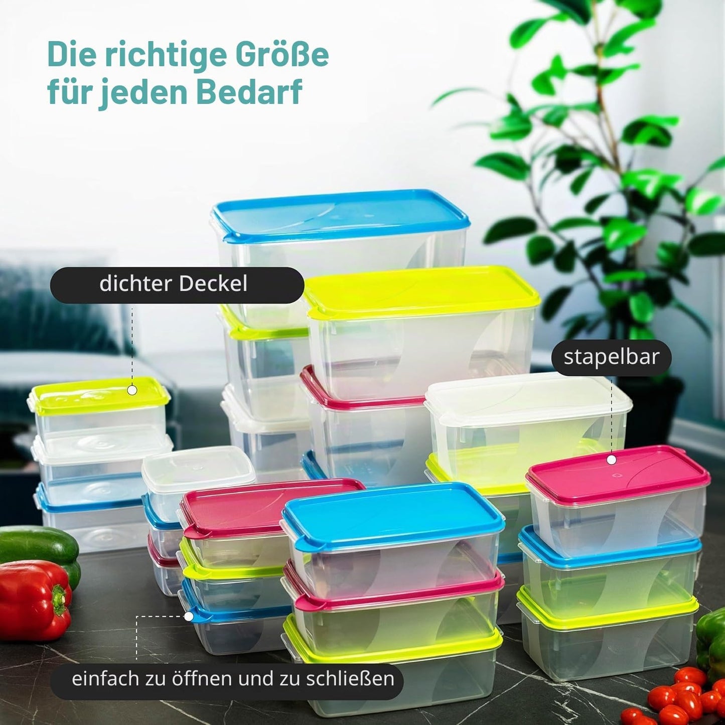 10-teiliges Vorratsdosen-Set, 0,5l Quadratisch (10 Stk)