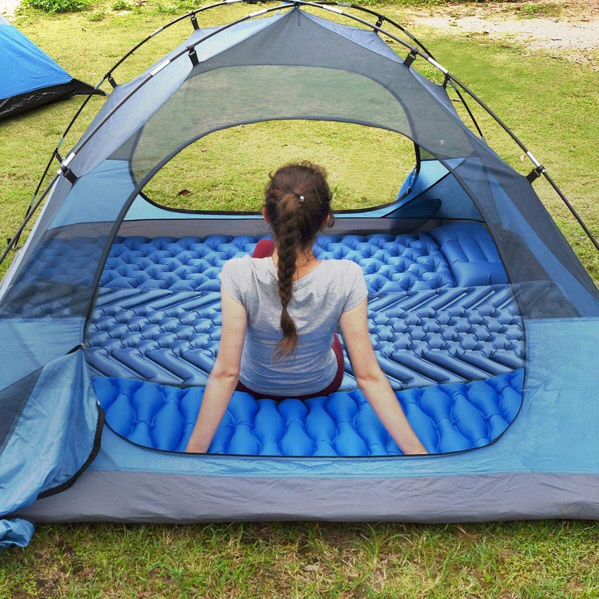 Ultraleichte aufblasbare Camping-Isomatte, Marineblau
