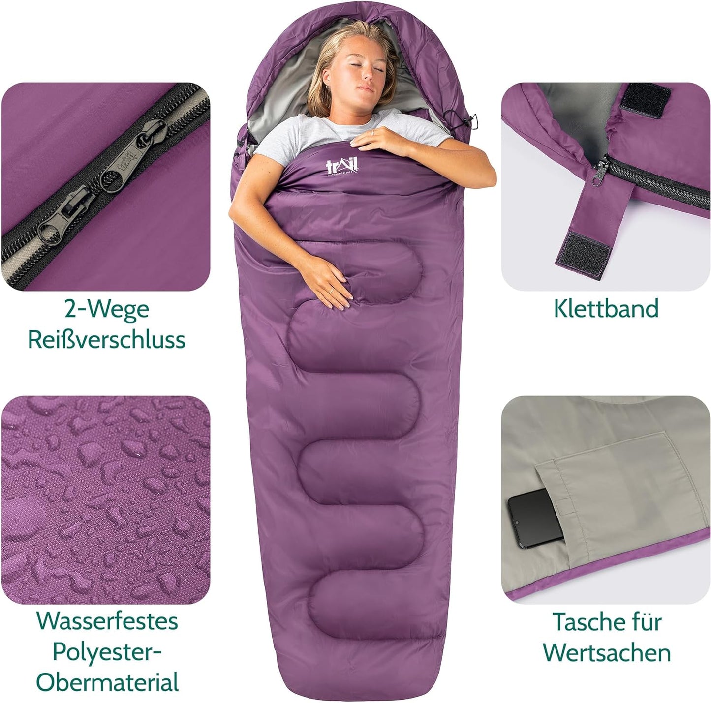 Schlafsack für 3 Jahreszeiten, Violett