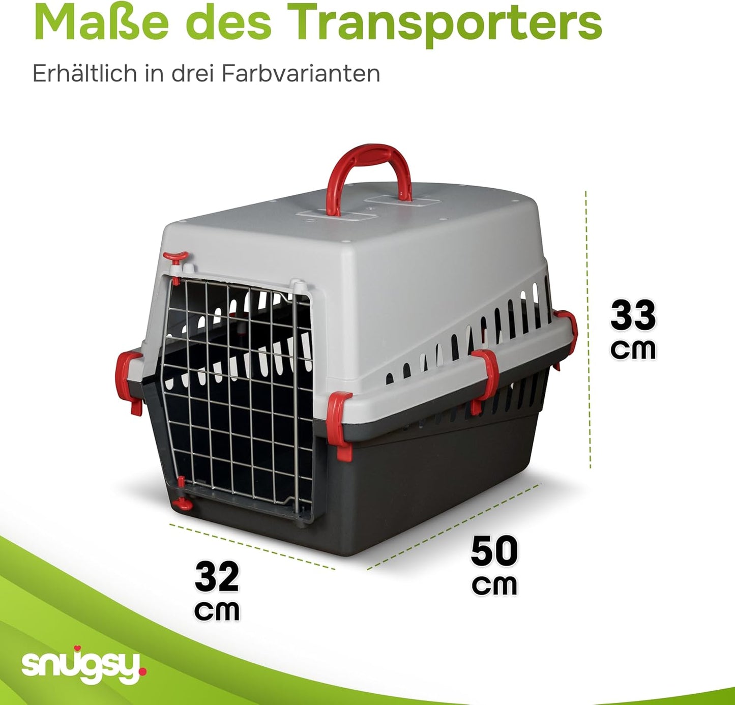 Transportbox für Kleintiere mit Metalltür, Red 50 x 33 x 32 h