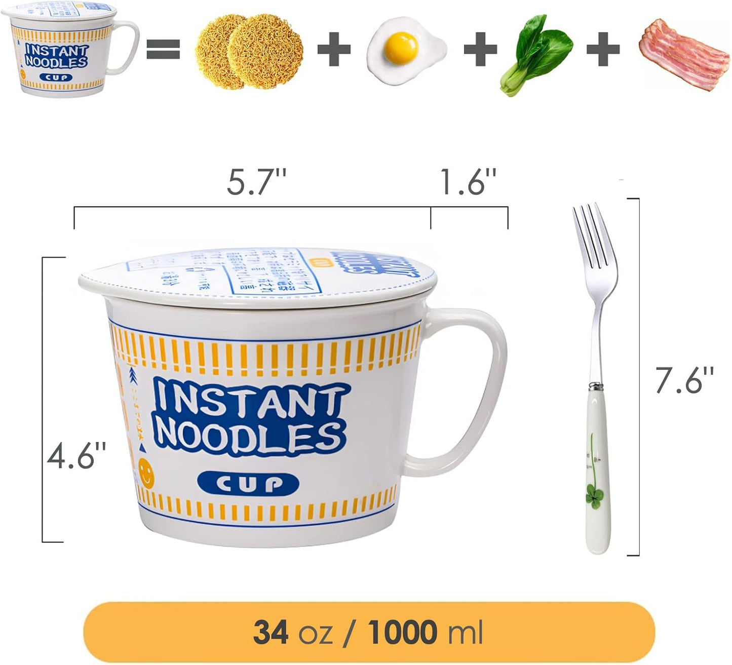 Ramen-Schüssel mit Deckel und Griff, Blau