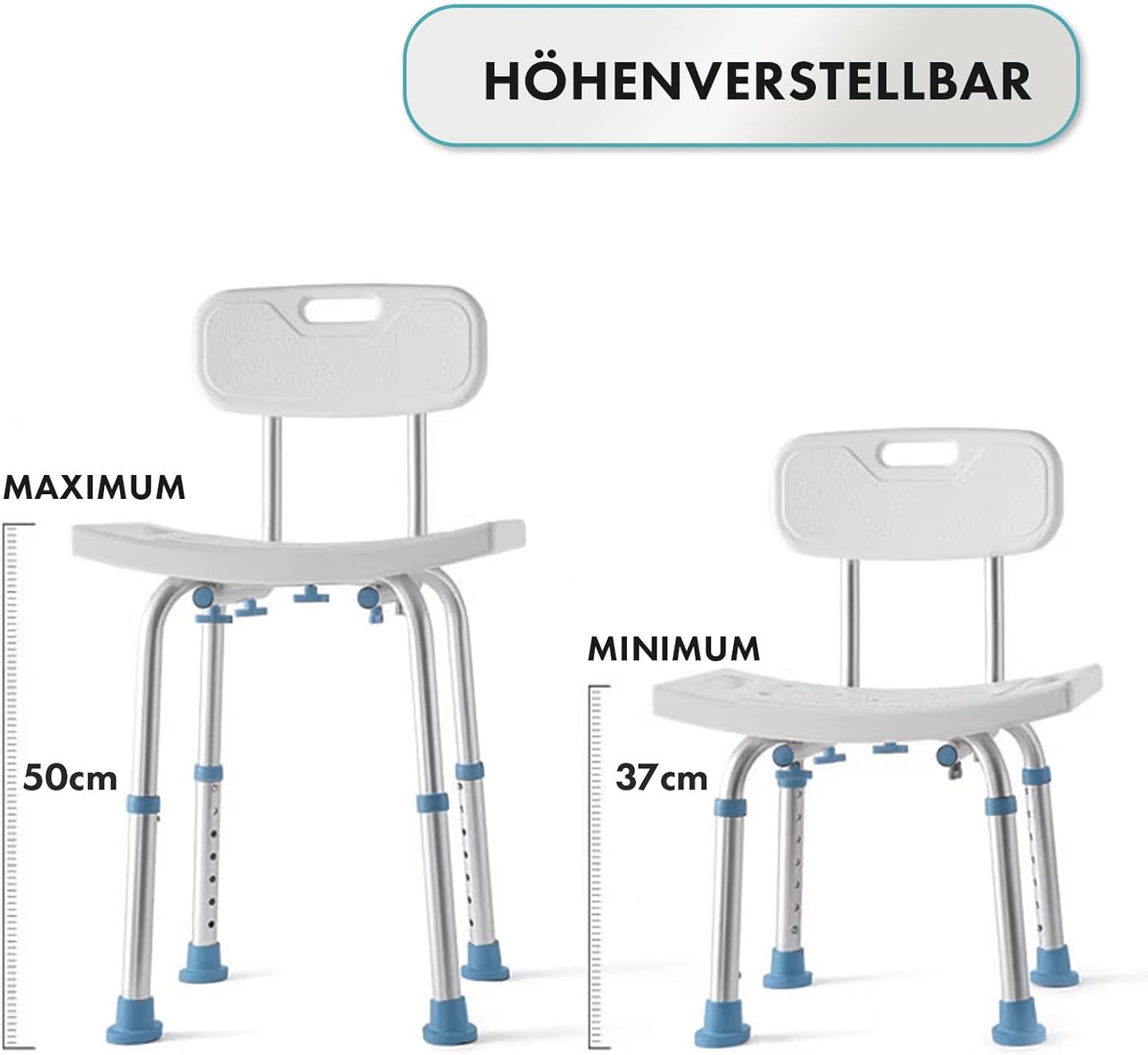 Duschhocker Jonah mit abnehmbarer Rückenlehne, 75,5cm H x 42cm B x 27cm T
