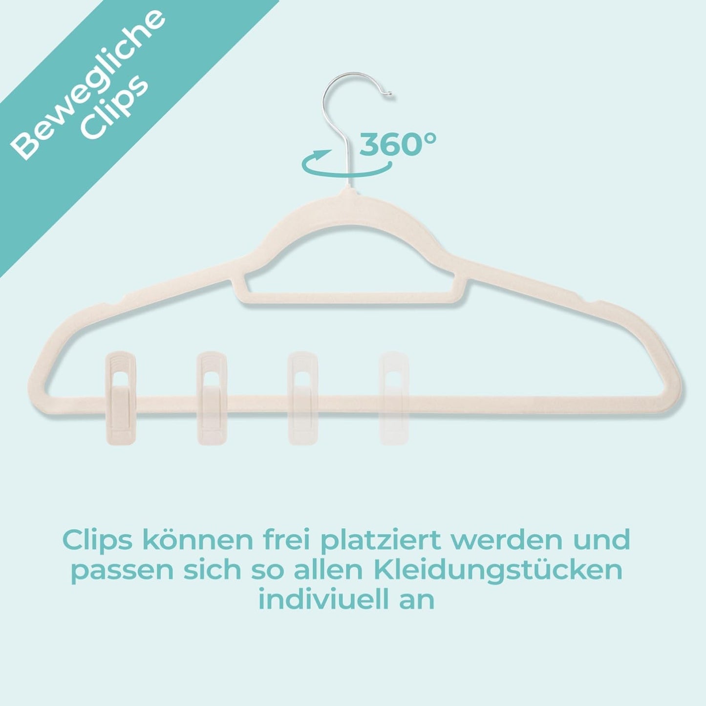 30-teiliges Kleiderbügel-Set, 30 Stück inkl Clips Elfenbein