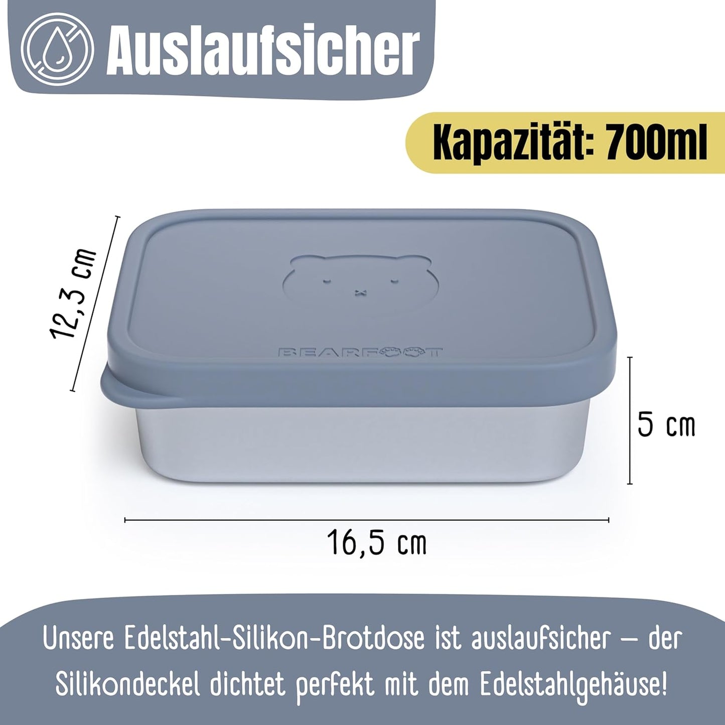 Brotdose mit Silikondeckel, Blau 700ml