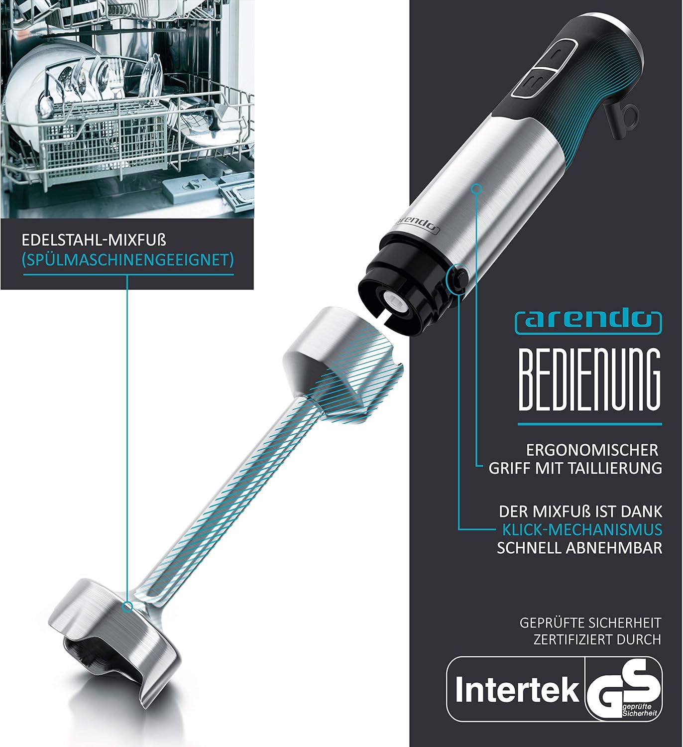 Stabmixer mit Turbotaste, C: 1000 Watt