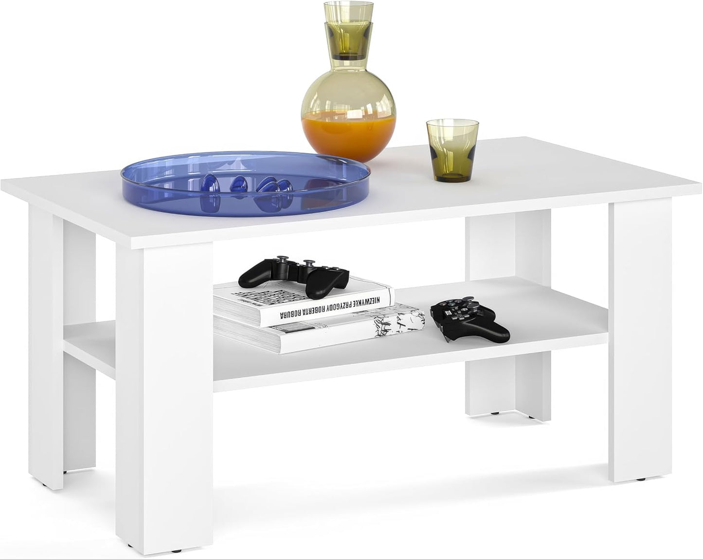 Couchtisch - Wohnzimmertisch Holz, 90 x 50 x 43 cm Weiss