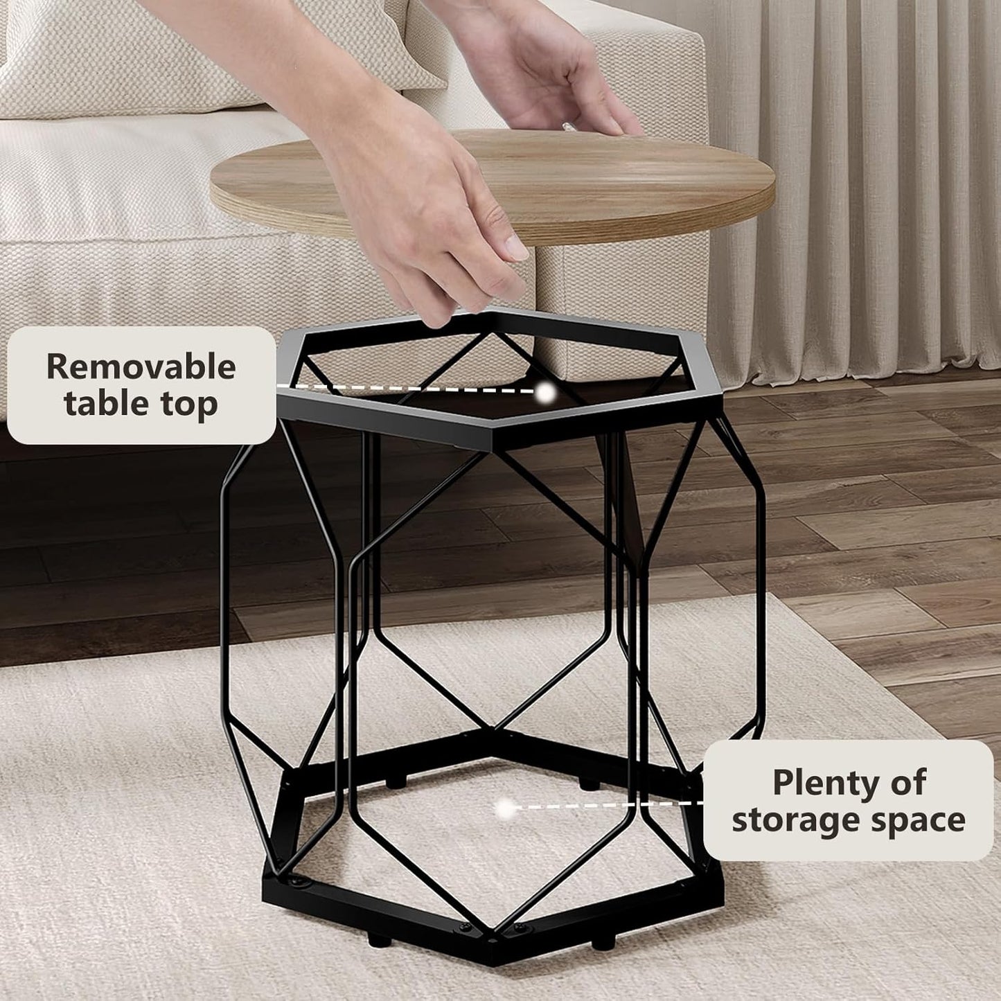 2er Couchtisch-Set, Graue Holzoptik