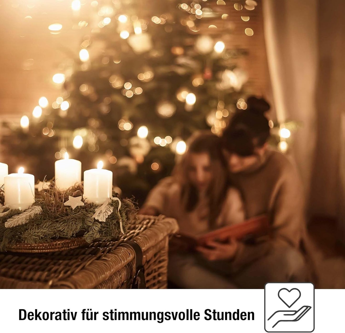 Weihnachtsbaum Lichterkette mit Clip, 15 Lichter, 15 Lichter / beleuchtet 9,8 m Elfenbein