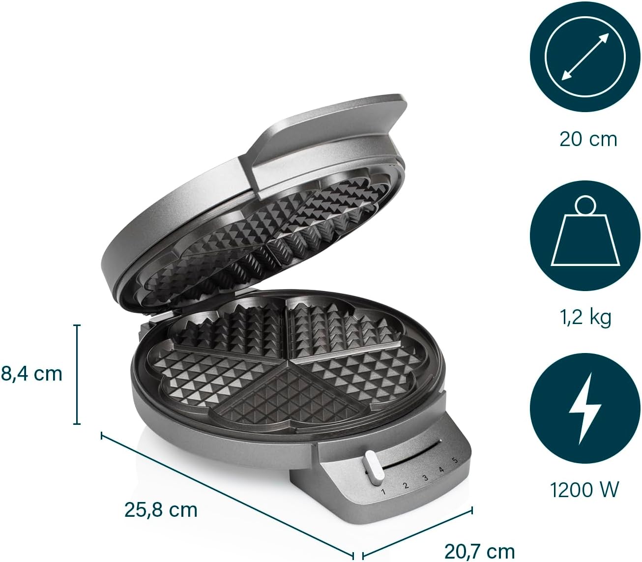 Waffeleisen mit Herzwaffelform, Herzform
