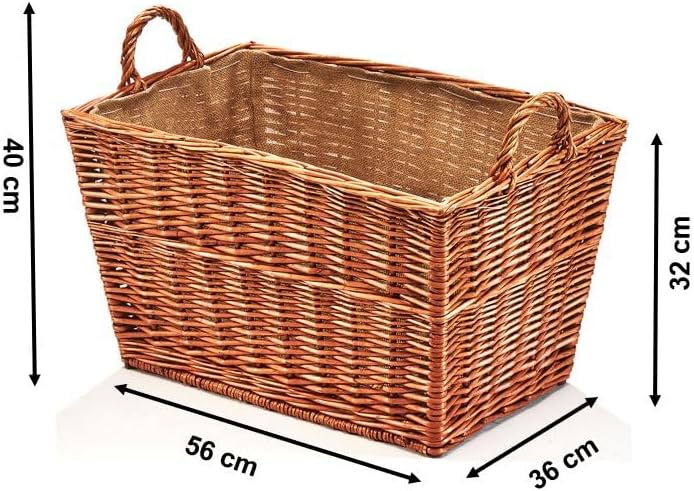 Holzkorb für Kaminholz mit Jutefutter und Henkel