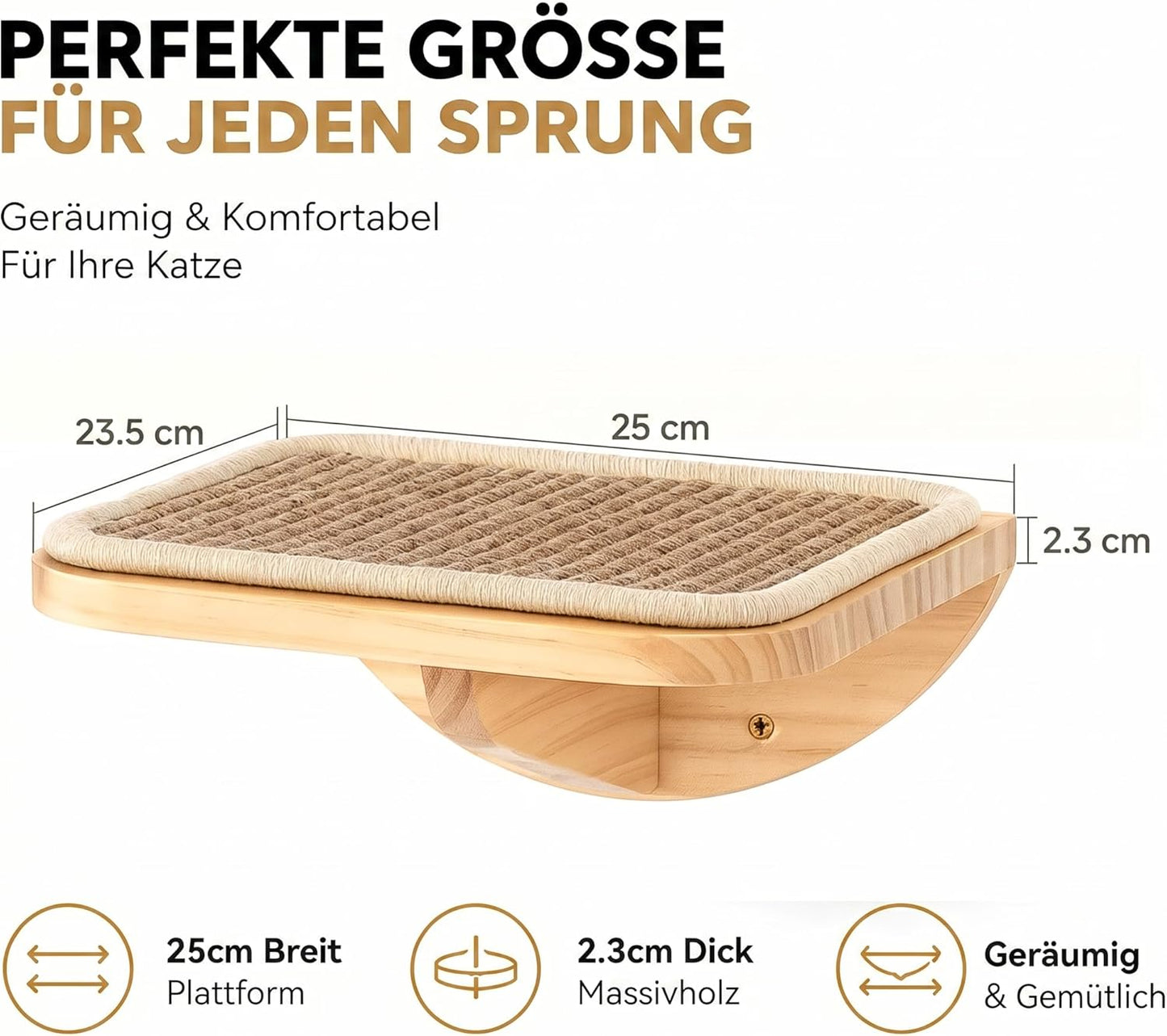Katzen Kletterwand-Set, 3-teilig, mit 2 Kletterstufen & Gebogenen Plattforme, Beige 2PC Pedal + 1PC Katze Wandregal