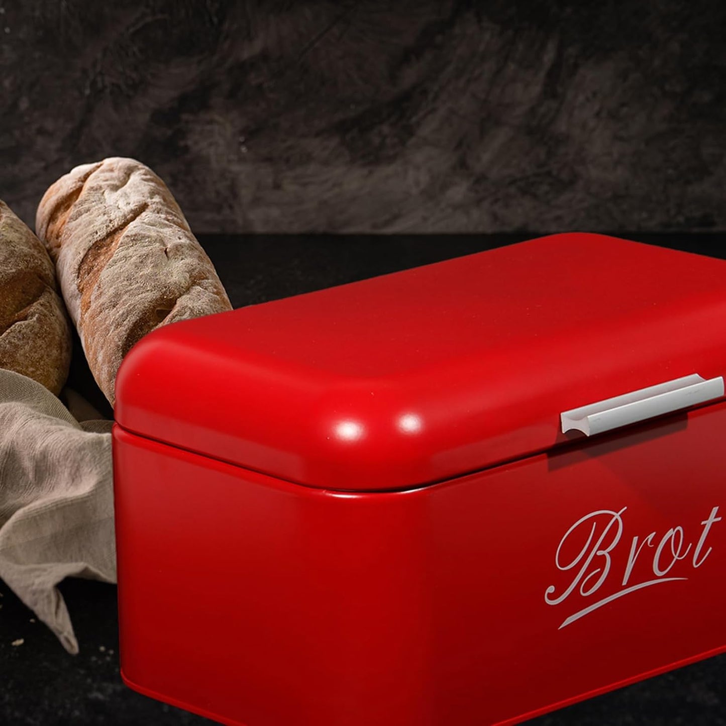 Brotkasten mit Deckel im Retro-Design, Rot-31cm