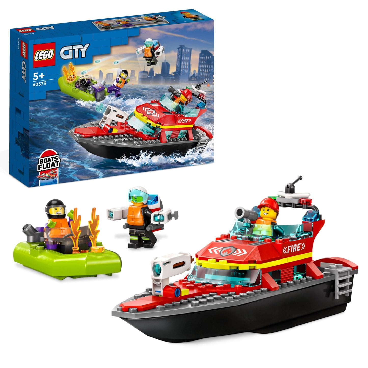 Feuerwehrboot-Spielset mit Rennboot und Minifiguren