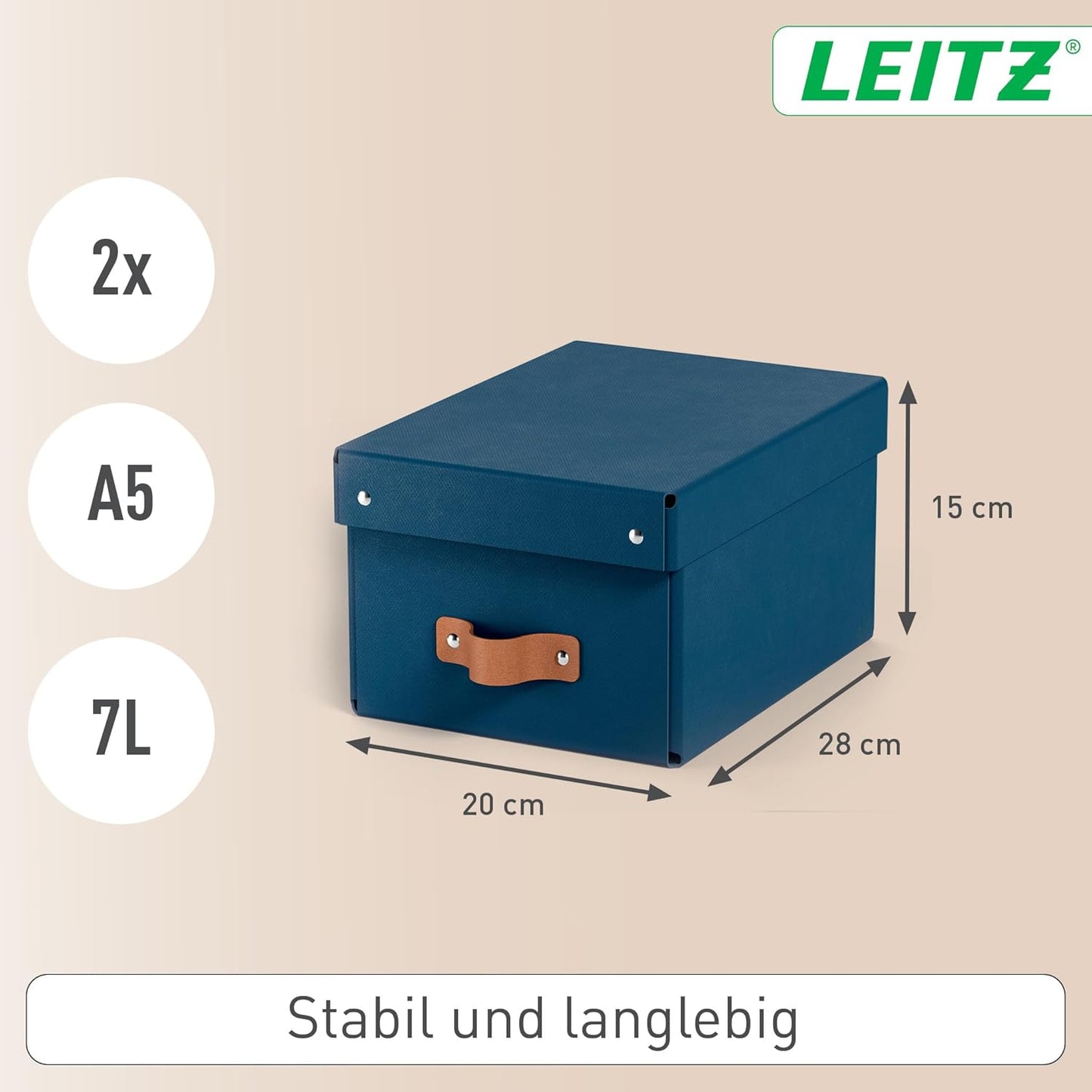 Aufbewahrungsboxen Puro mit Deckel, 2 Stück, Box klein Blau