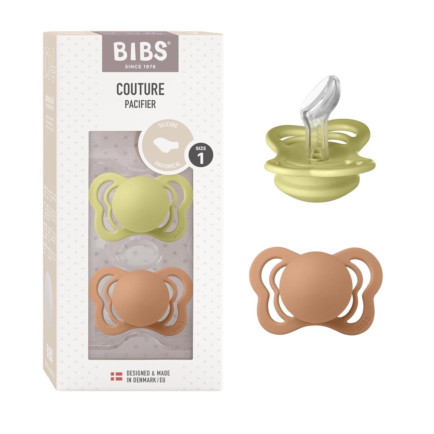 2er-Pack Couture Schnuller, kiefergerecht, 0-6 Monate (2er Pack) Meadow / Earth
