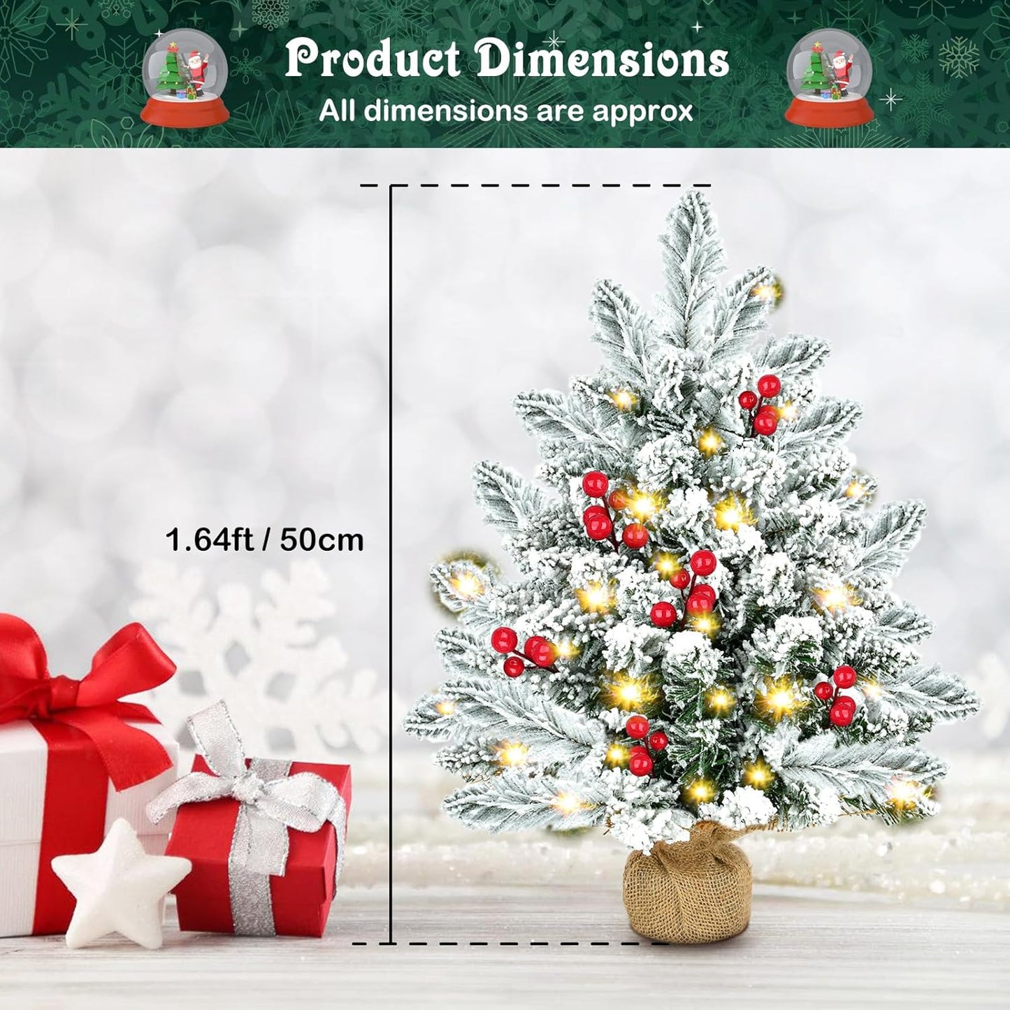 Künstlicher Mini-Weihnachtsbaum mit LED-Lichtern, Stil 2 Schnee