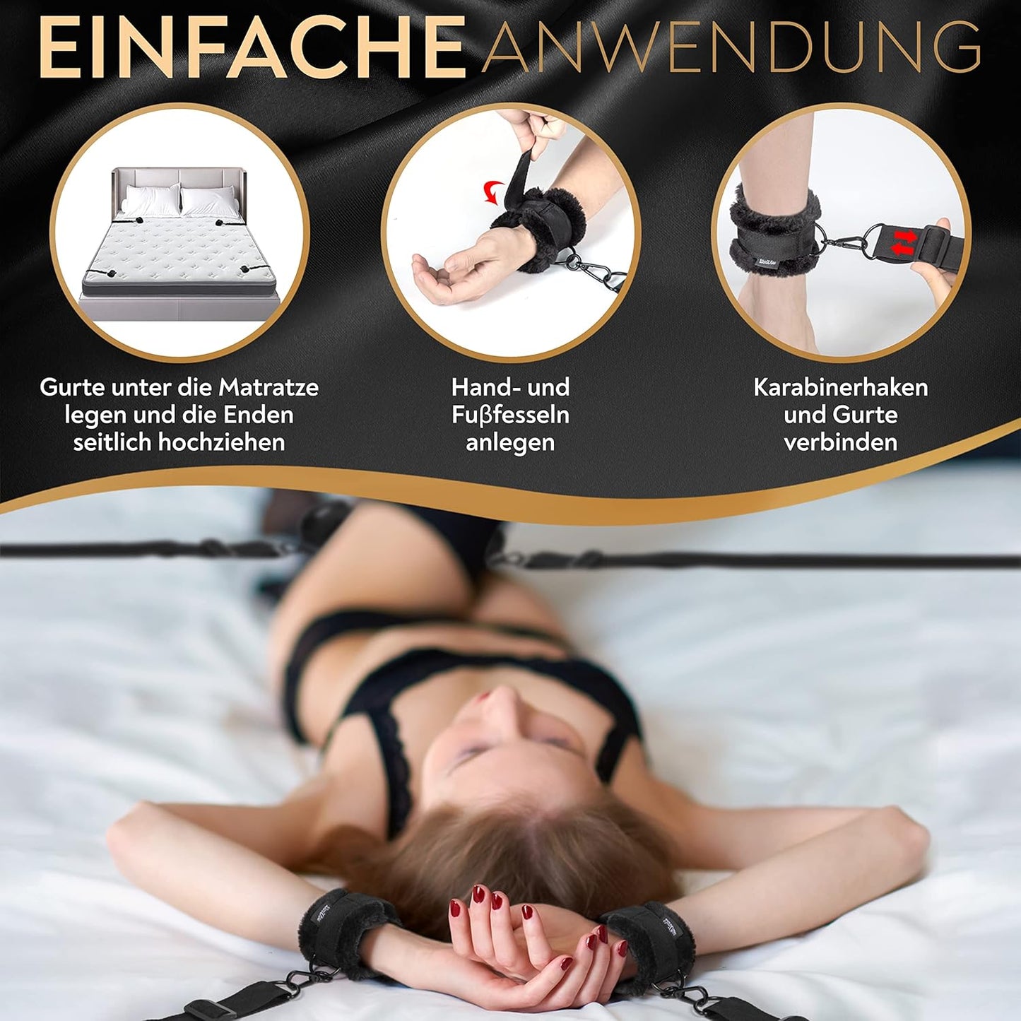 BedLock Pro Bettfesseln mit Plüschfesseln