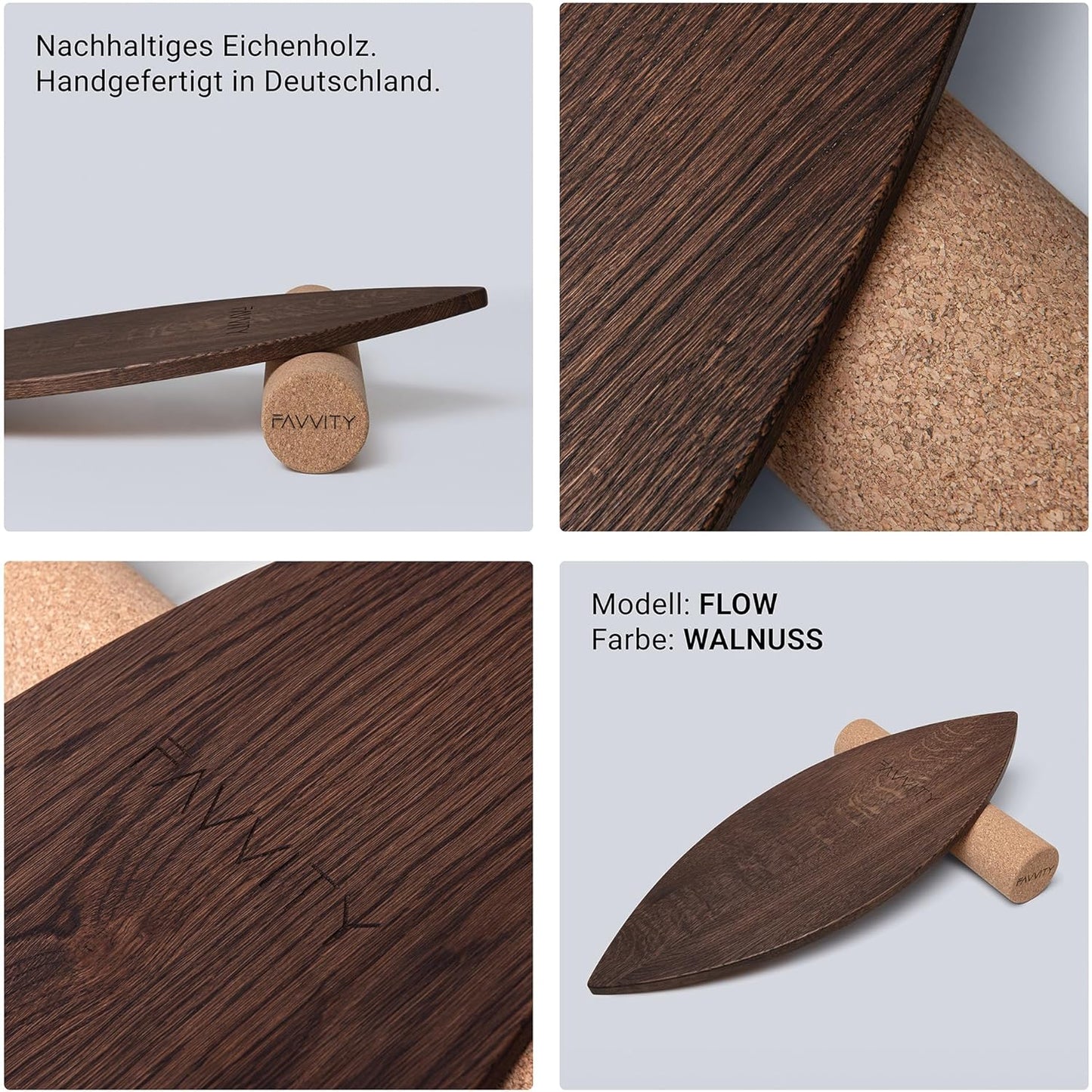 Eichenholz Balance Board, Flow Walnuss