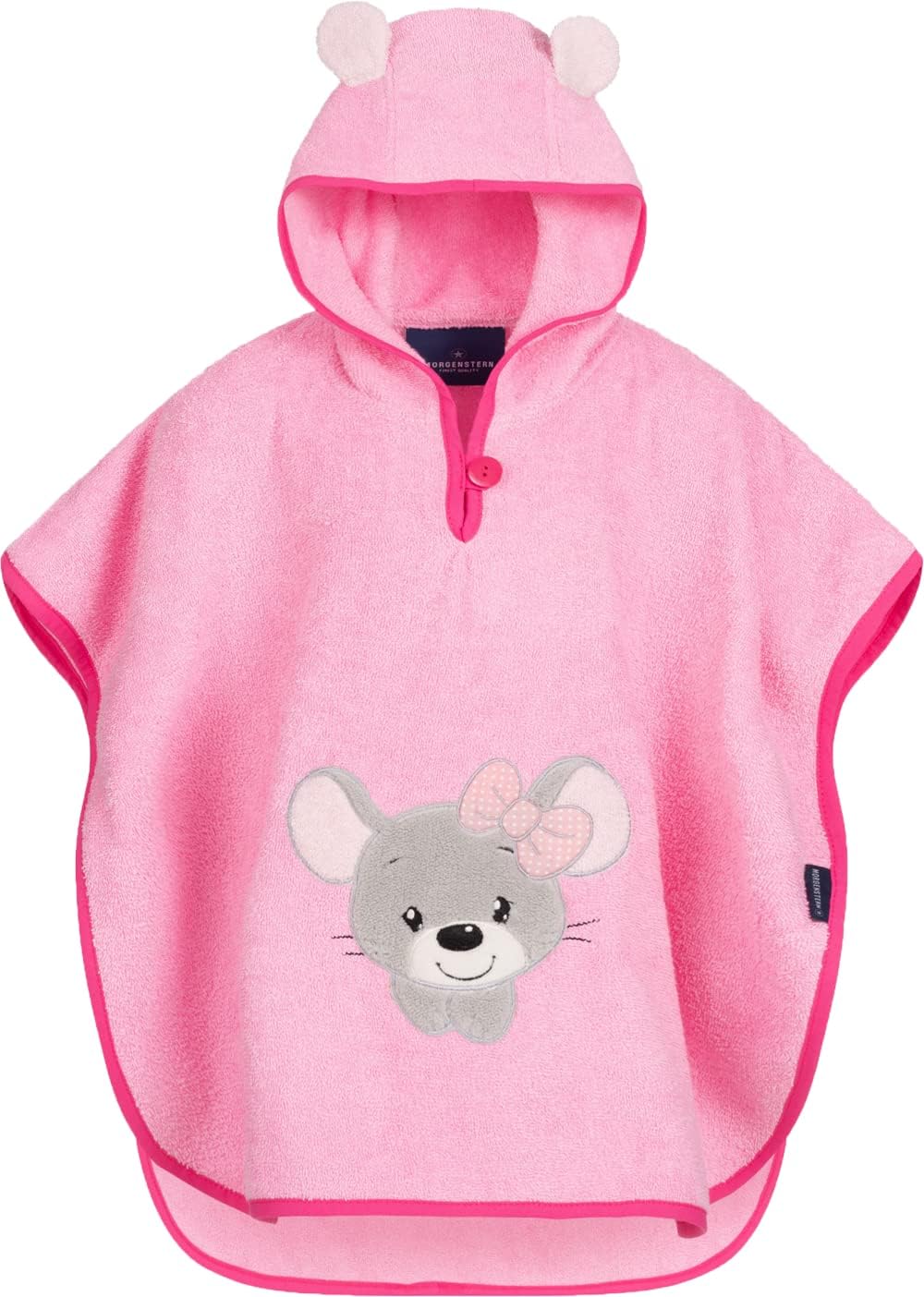 Badeponcho mit Kapuze für Kinder, 1-3 Jahre Rosa - Maus