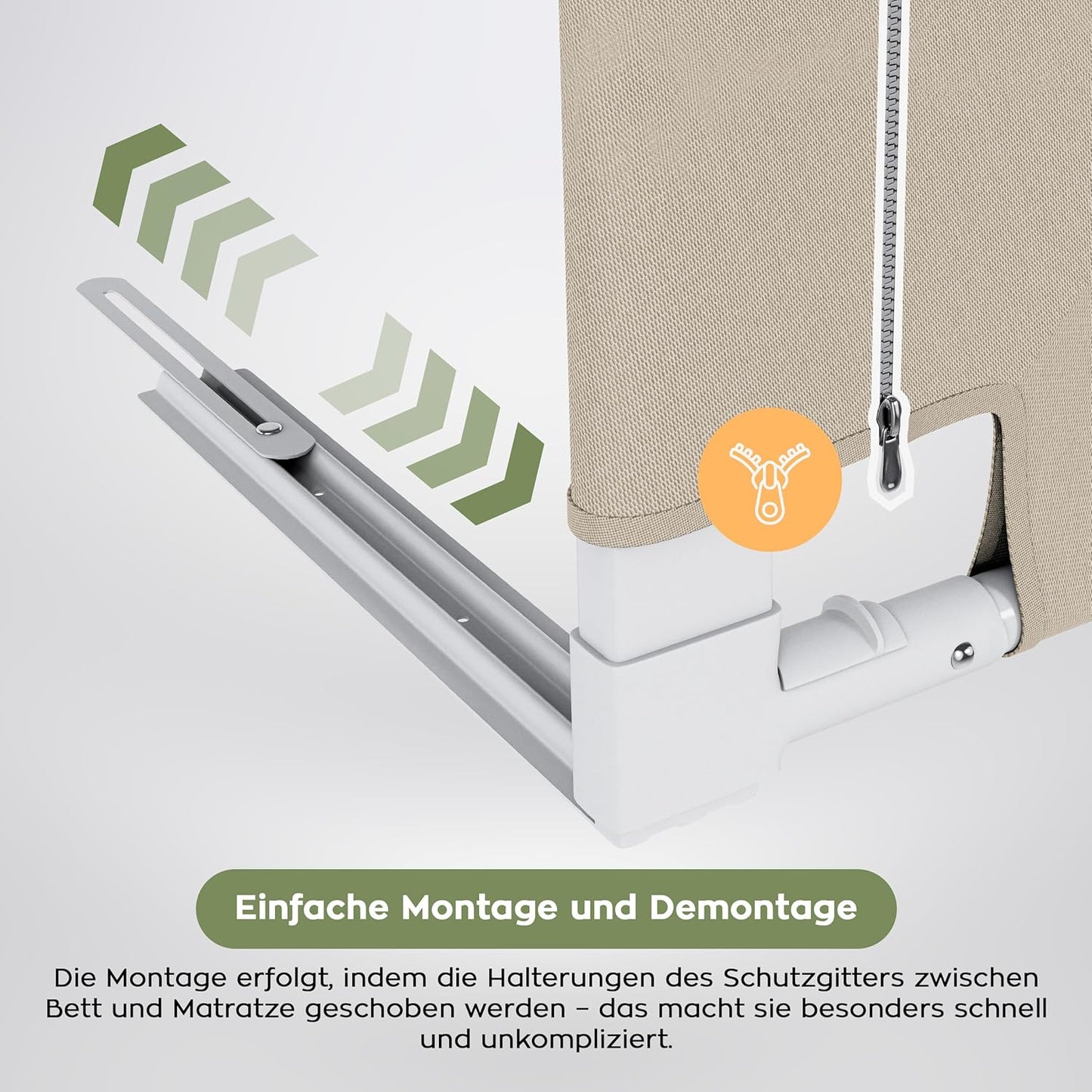Bettschutzgitter Cover 46 mit Absenk- und Höhenverstellung, Beige