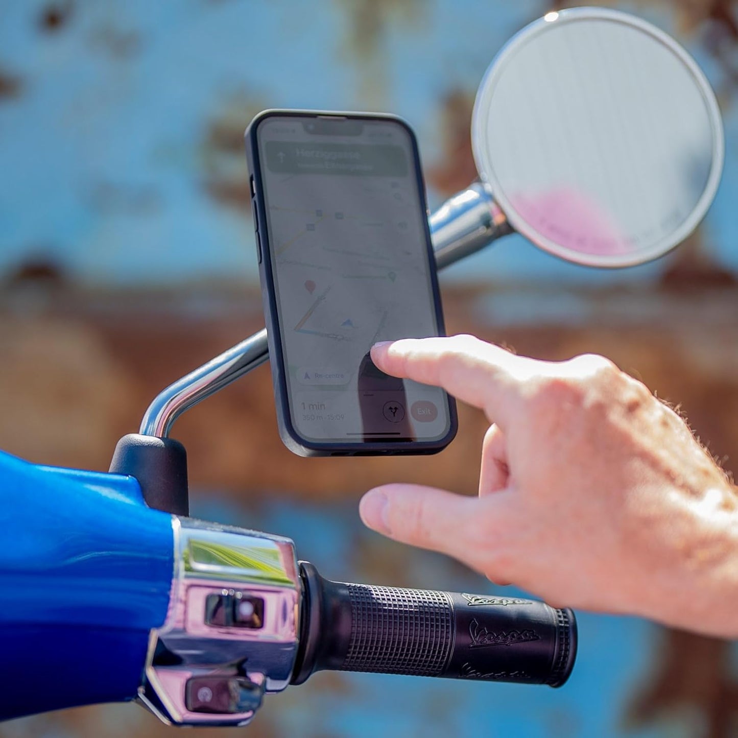 Smartphone-Halterung Mirror Mount für Motorräder und Roller, Single