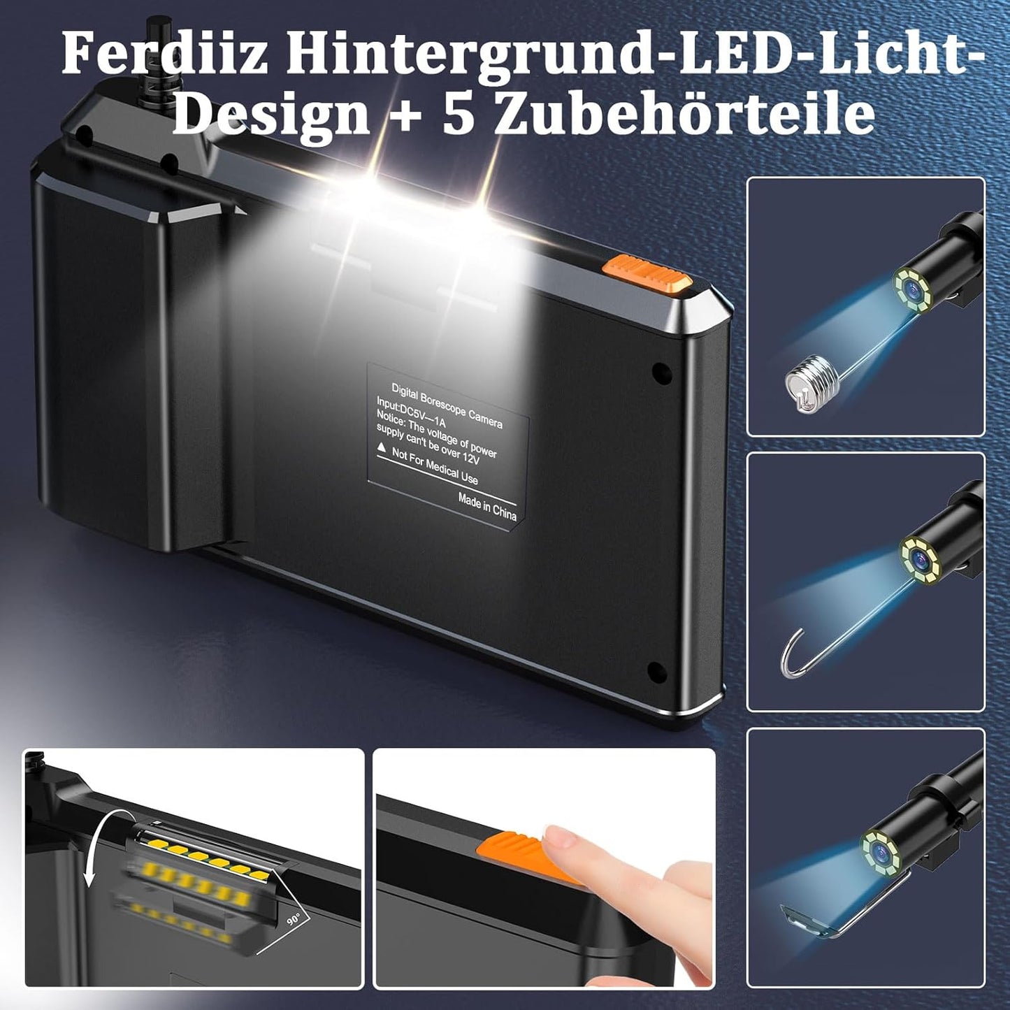 1080P HD Endoskopkamera P430-5M mit LED und IPS-Bildschirm, P430-5M-Single Lens