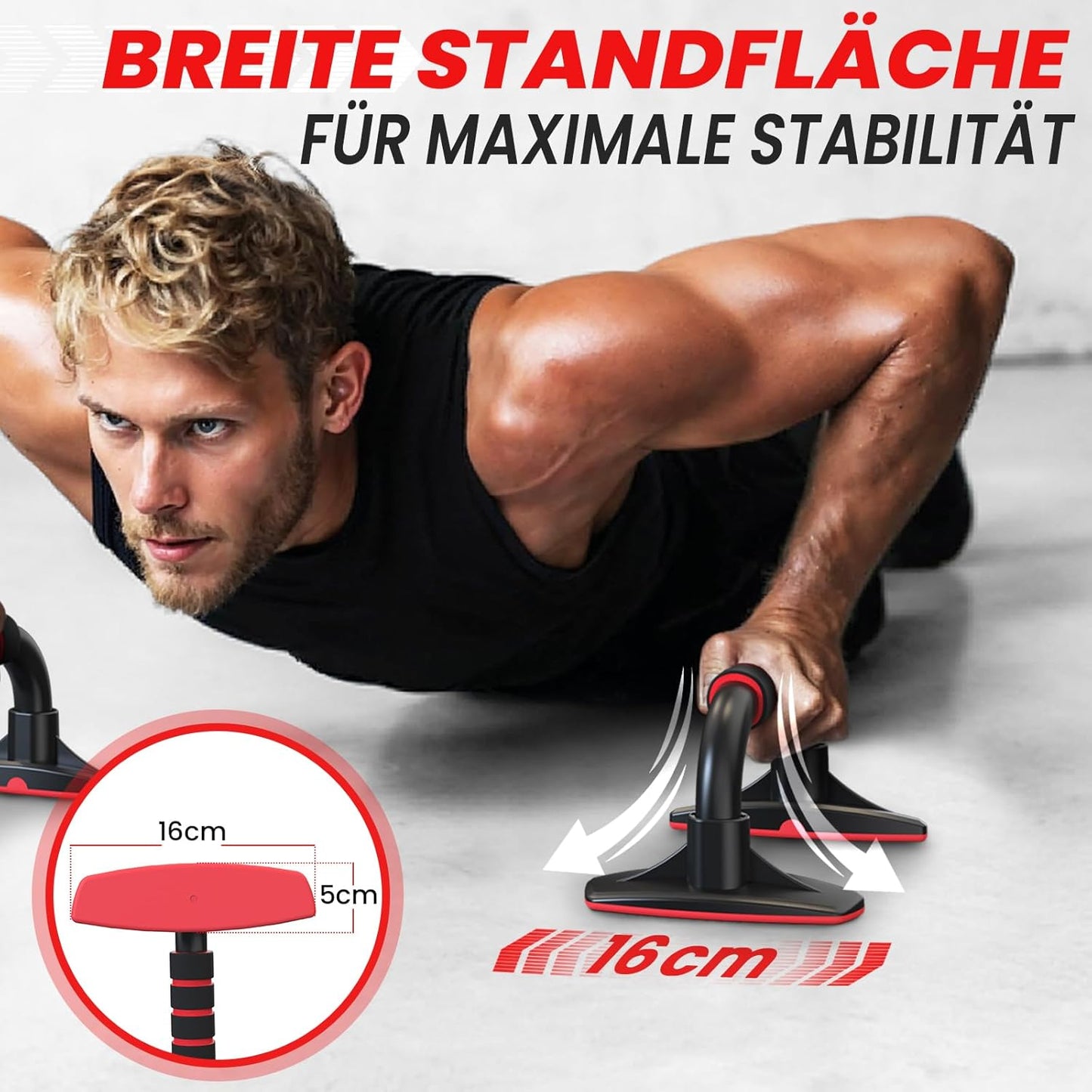 Push-up Bars mit rutschfestem Griff -Liegestützgriffe, Rot