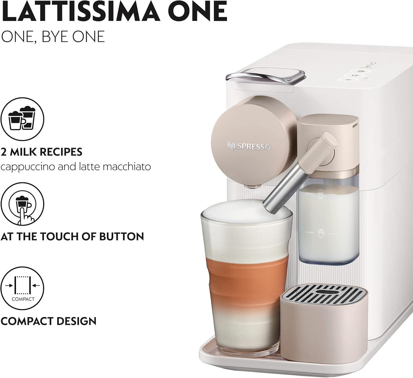Lattissima One Kaffeemaschine mit Milchschaumsystem, Weiss