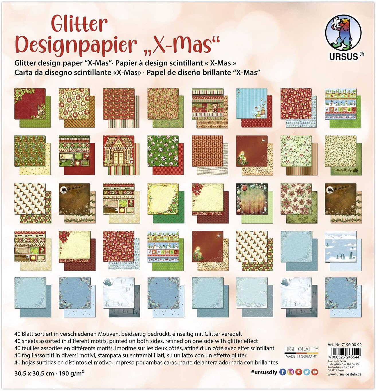 Glitter Design-Papier "X-Mas"