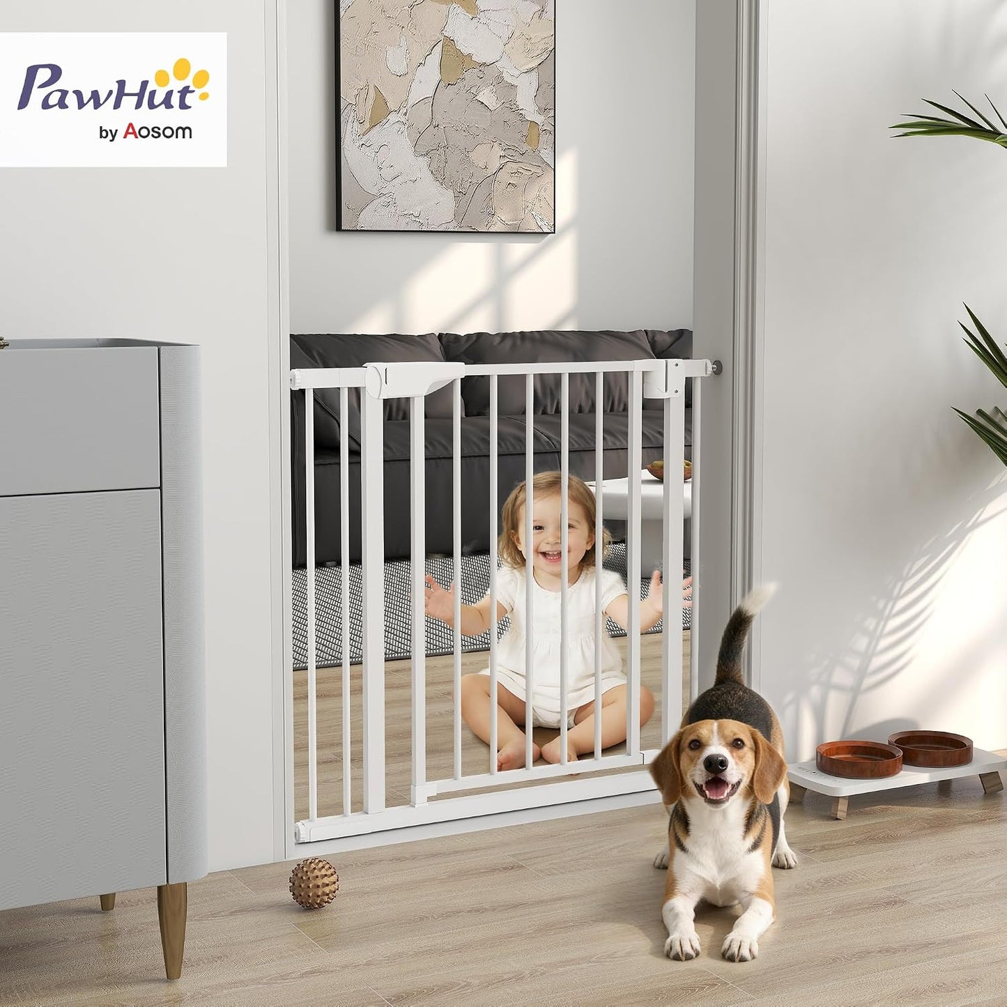 Treppenschutzgitter mit Autoclose, ohne Bohren, 76-88L x 3B x 76H cm