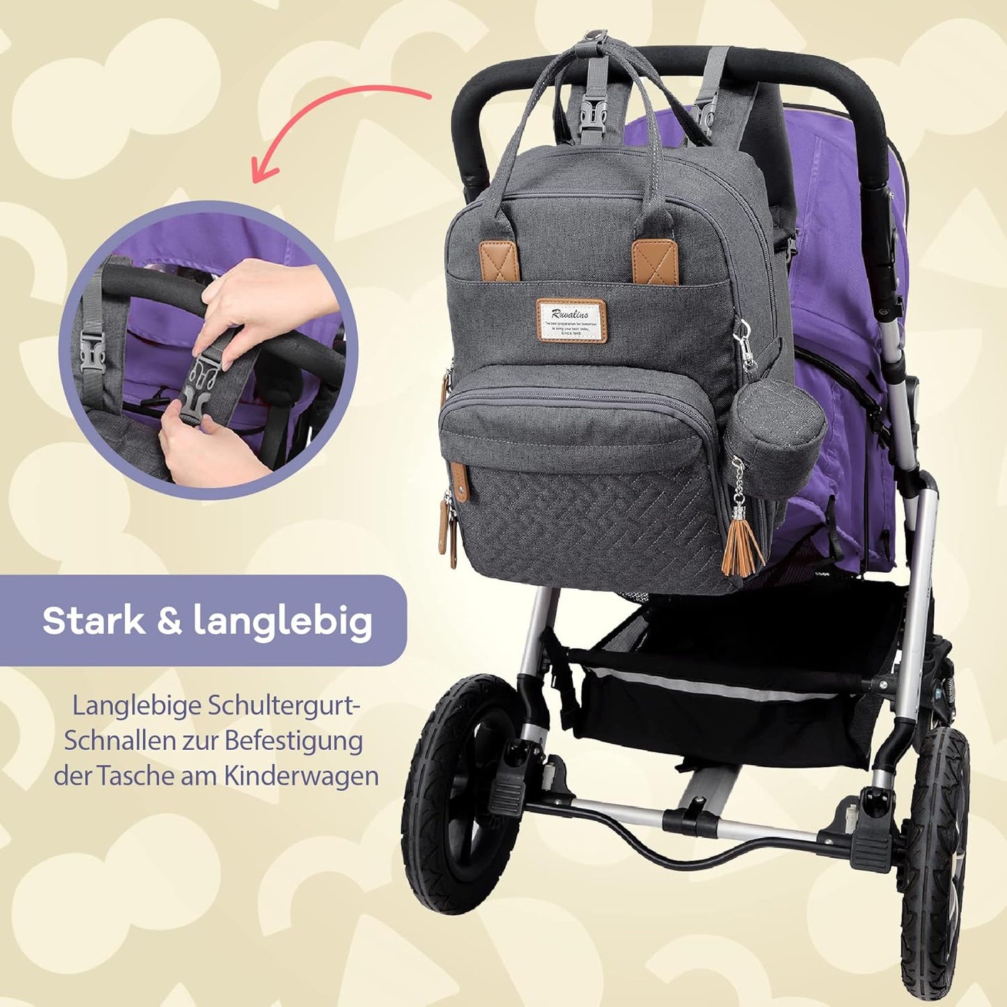 Wickelrucksack mit Wickelauflage, Dunkelgrau05
