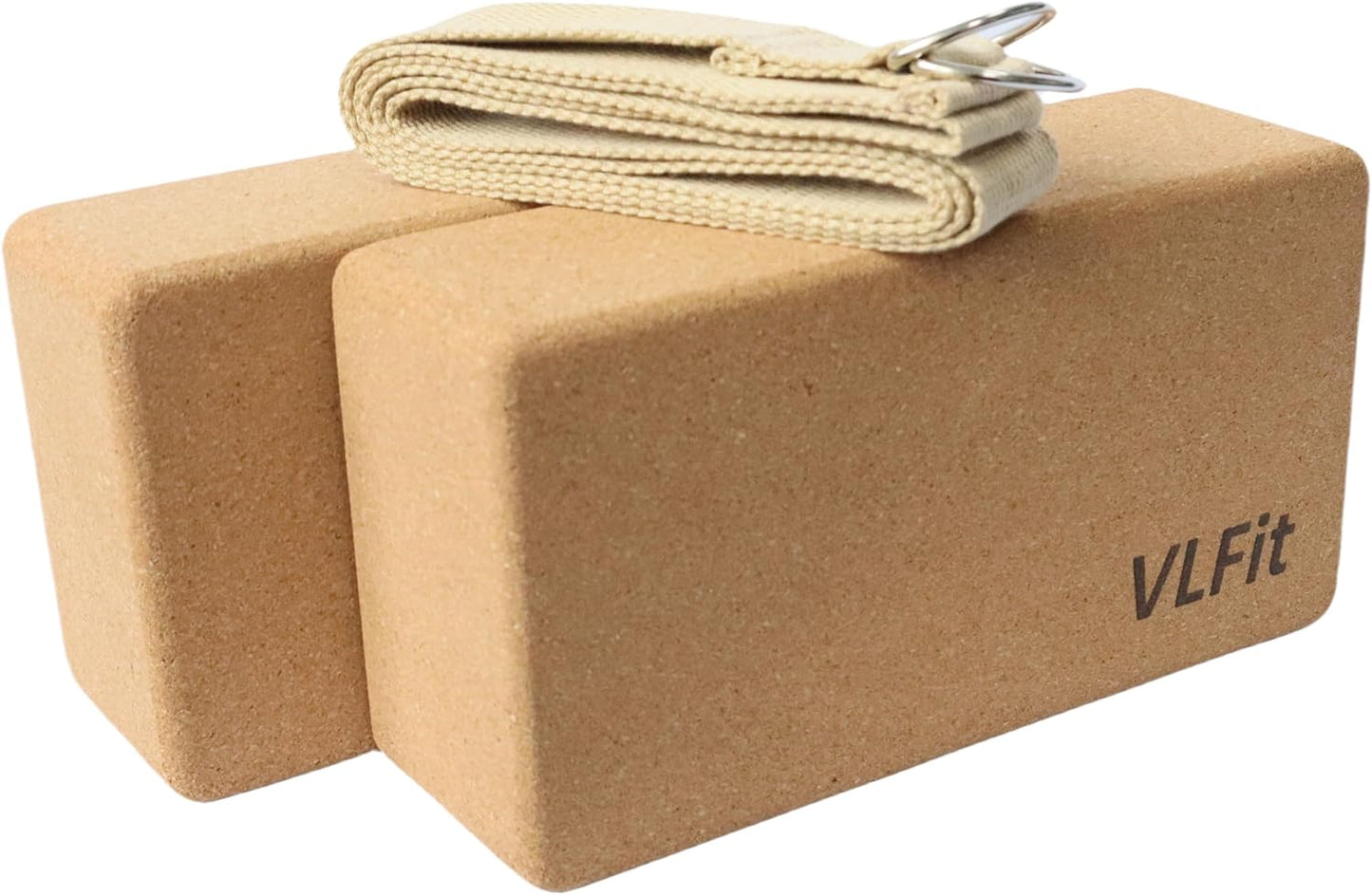 Kork Yogablock Set mit Yogagurt