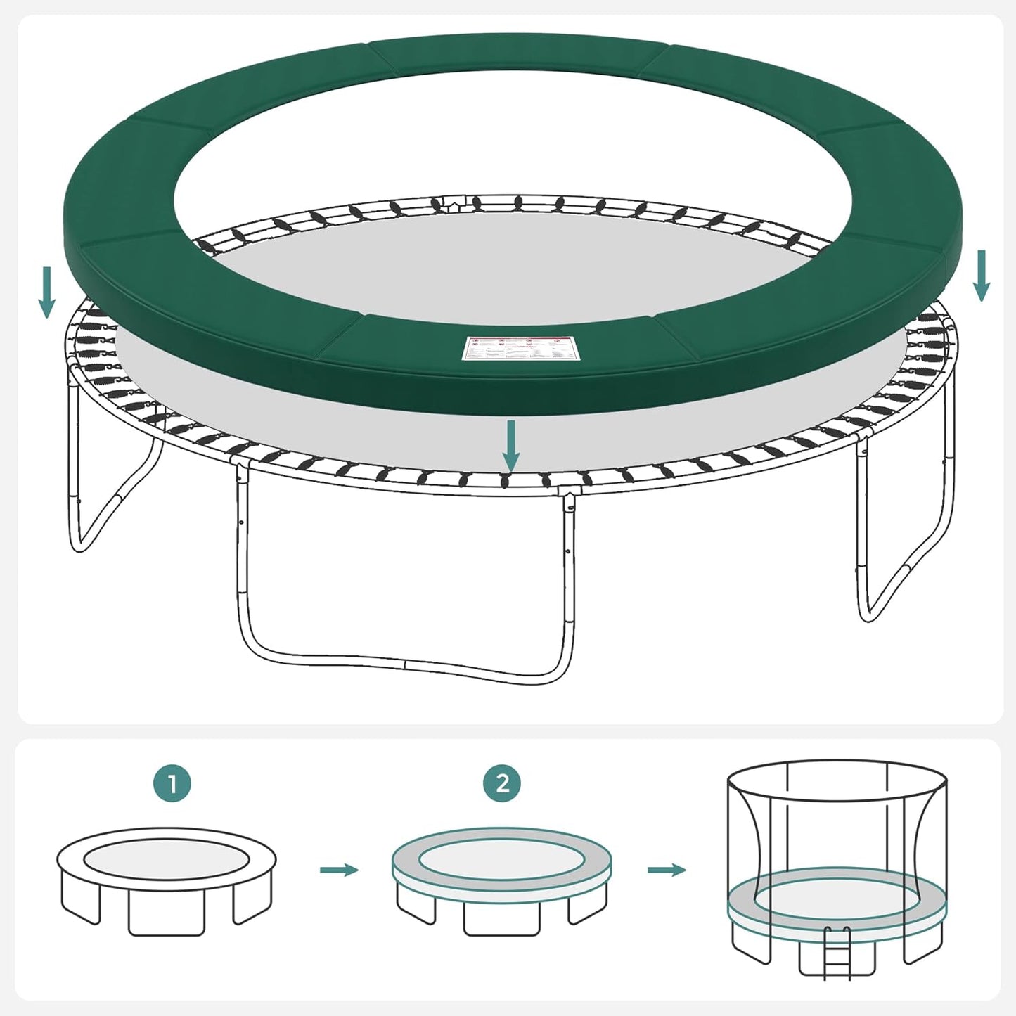 Trampolin-Randabdeckung, 244 cm, 244 cm Grün