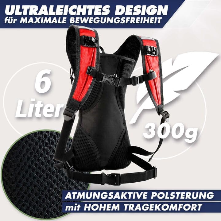 Trinkrucksack mit Thermofach & Trinkblase, rot - mit Trinkblase
