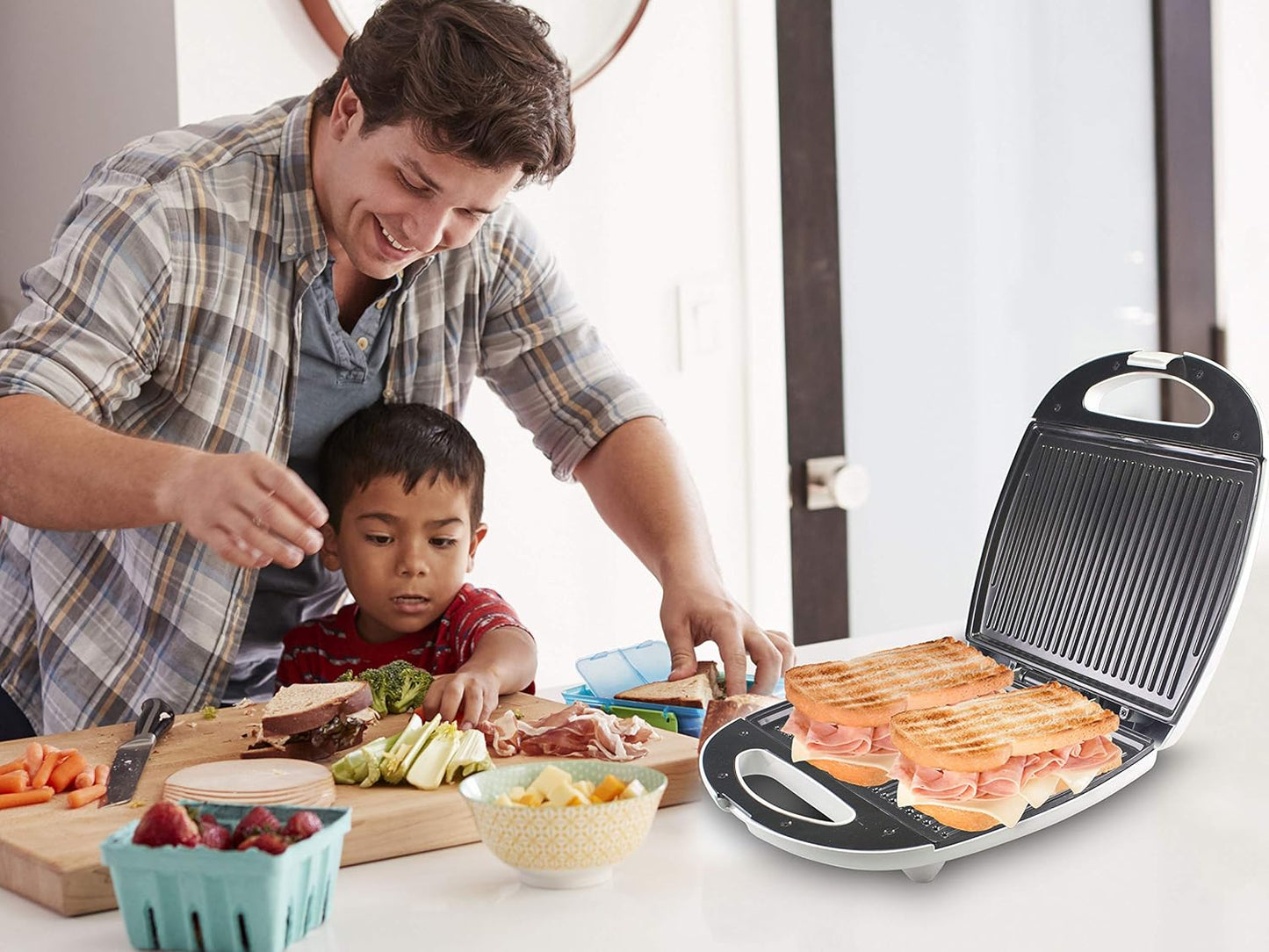 ‎90.620 Sandwichtoaster, 1300W, Weiss/Rot