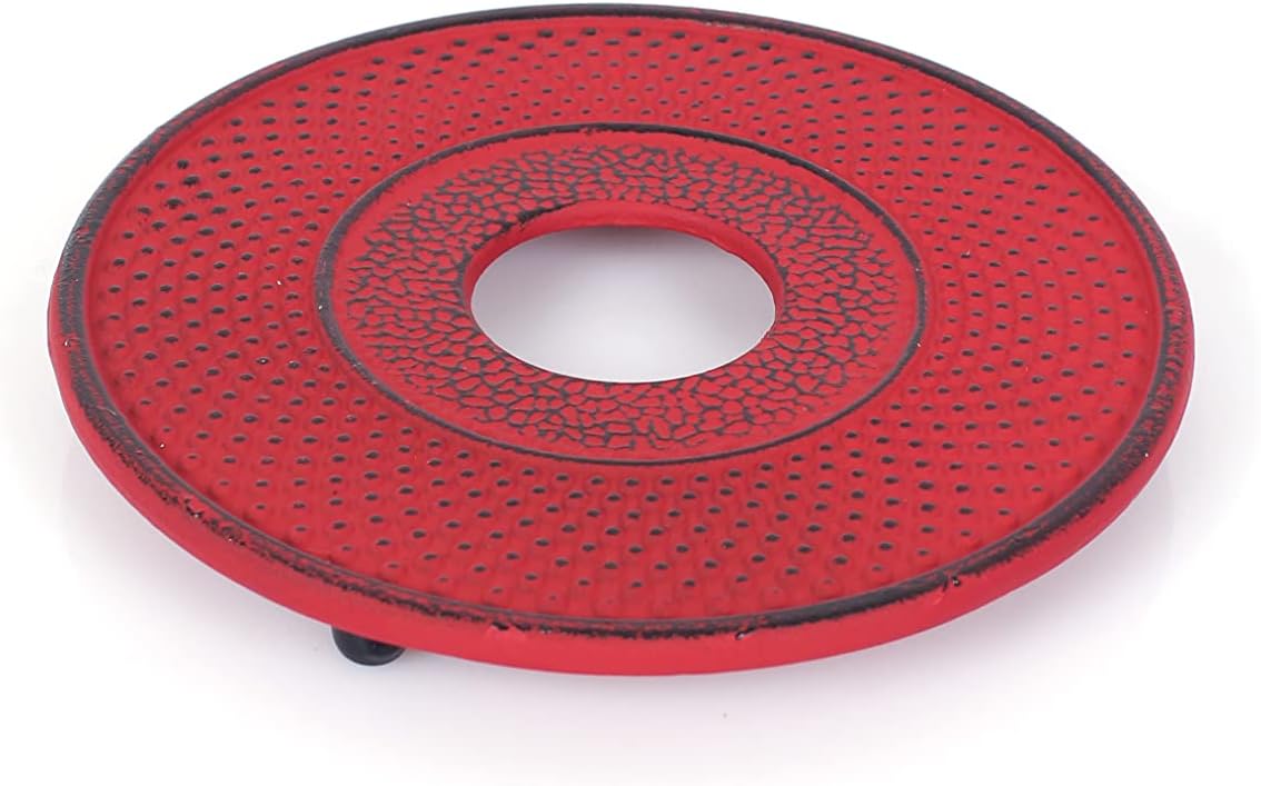 Teeservice mit abnehmbarem Sieb, Untersetzer und Becher im Vintage-Design, 1,1 L Rot