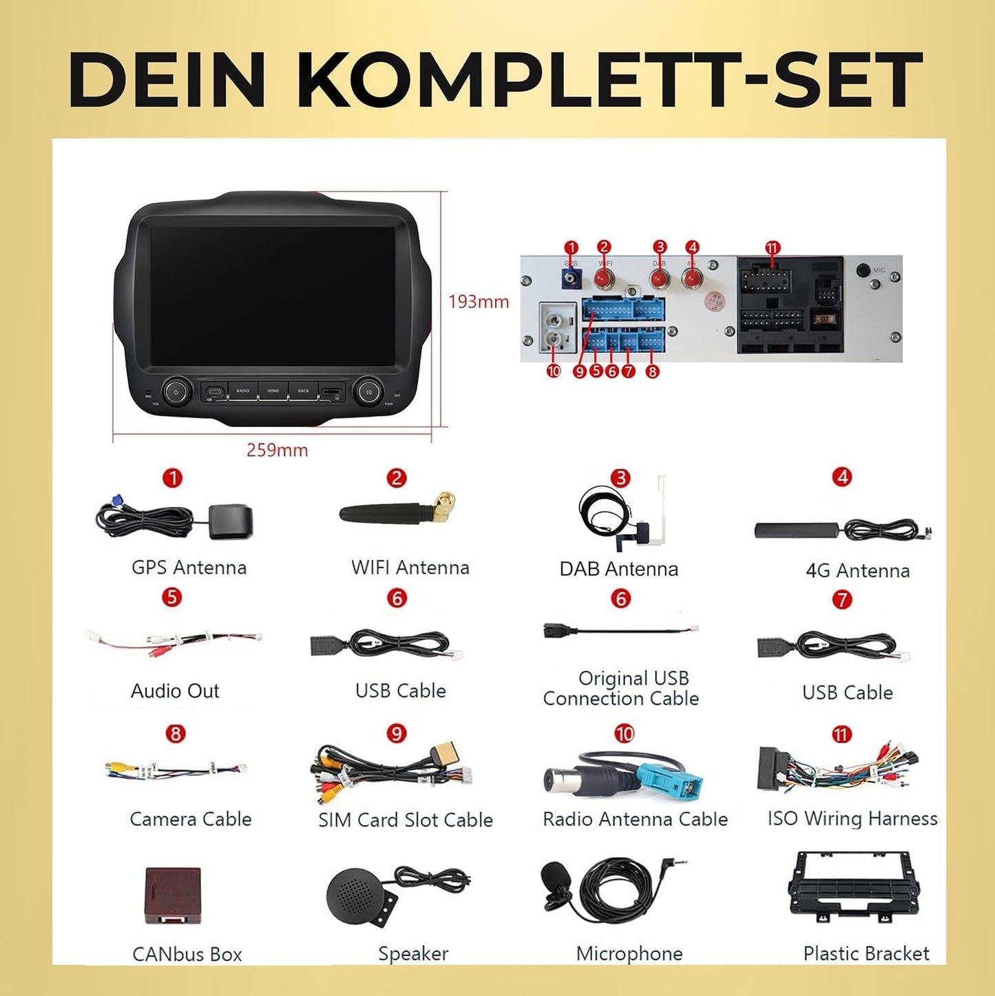AJ9-L2 Android 14 Autoradio mit Navigation für Jeep Renegade (2015–2020)