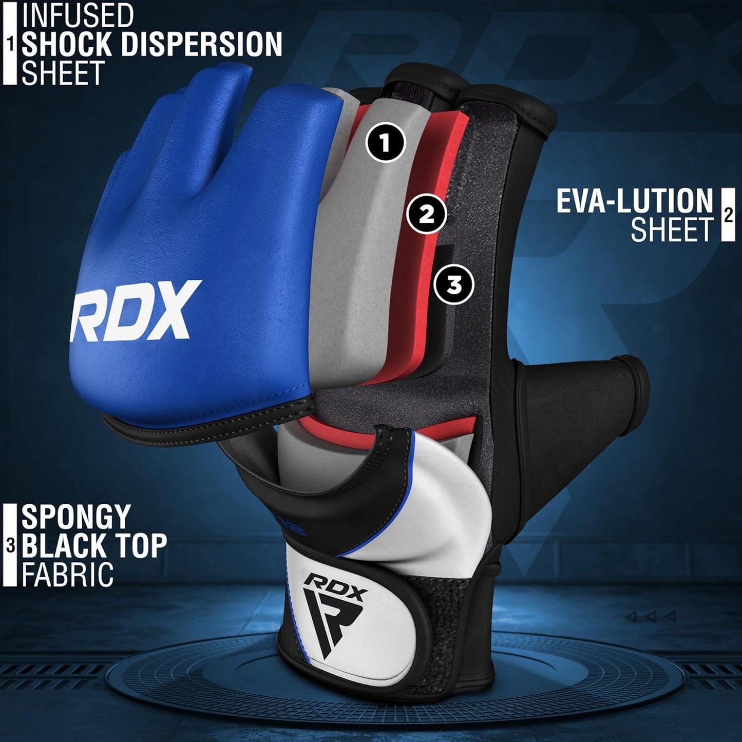 MMA Trainingshandschuhe, L Blau - blau