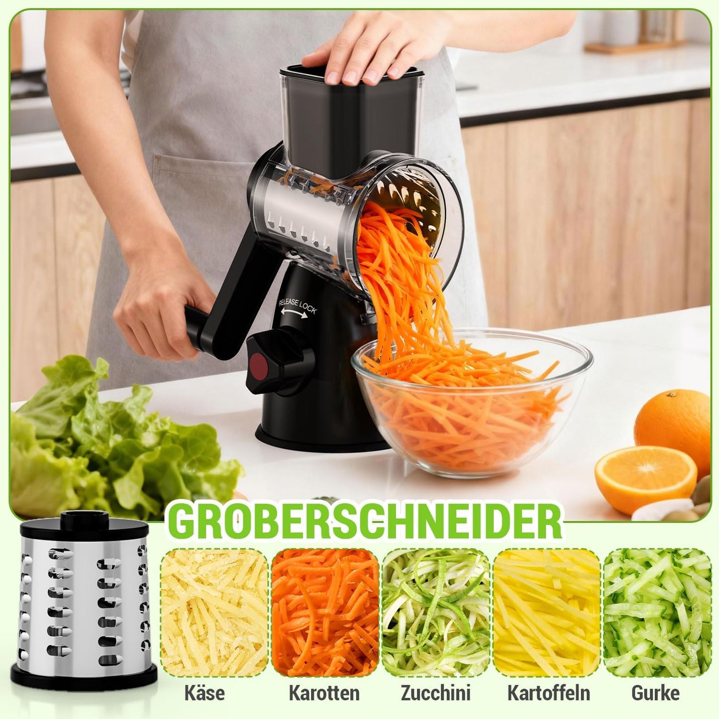 Käsereibe mit Kurbel