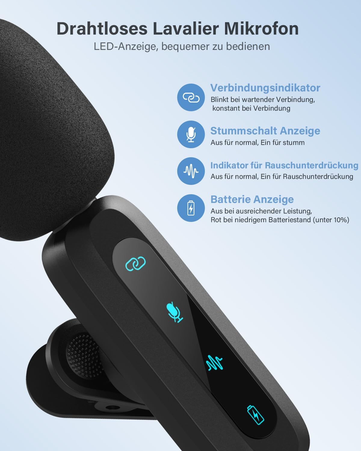 Lavalier-Mikrofon-Set mit 2 Mikrofonen, Schwarz