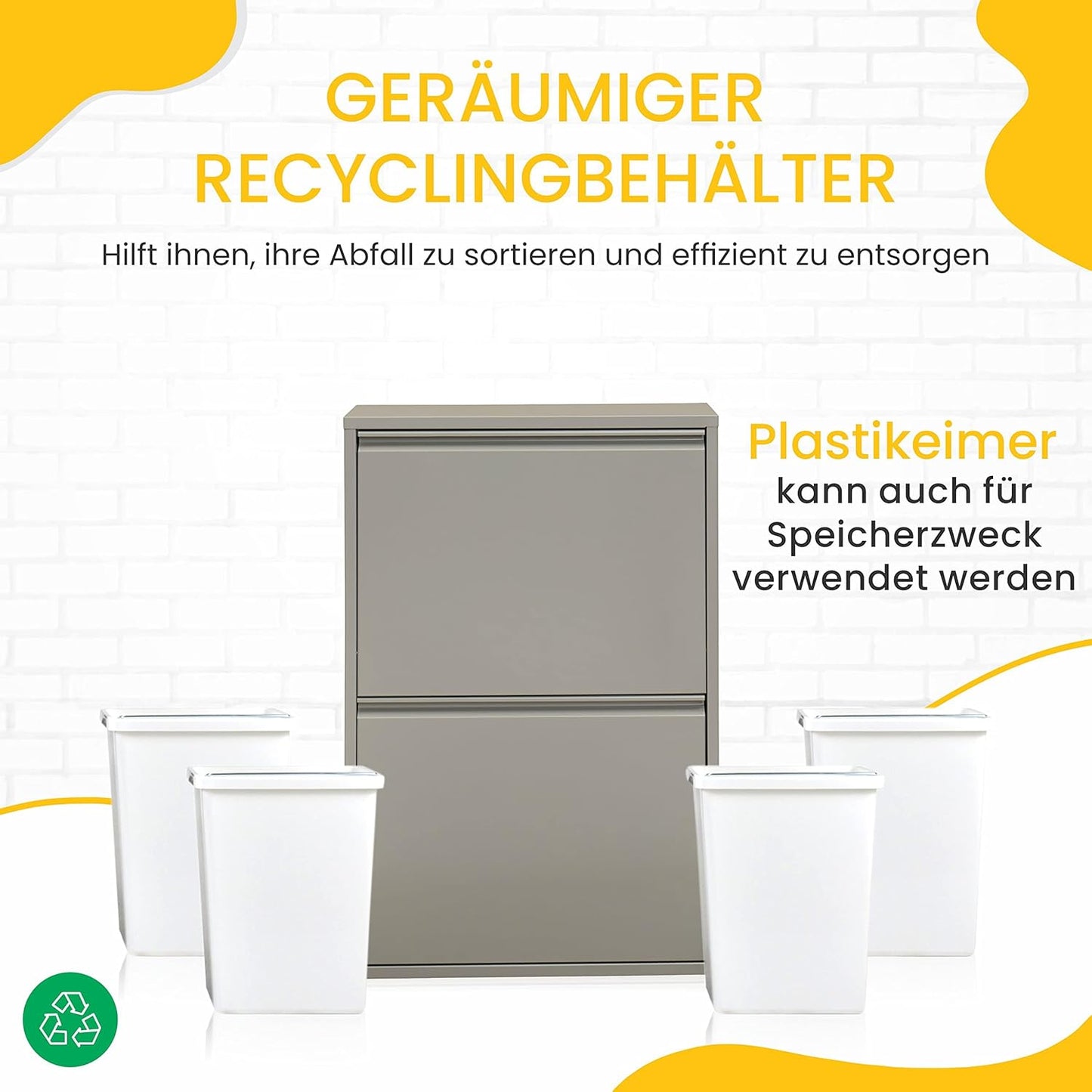Küchenmülleimer, Grau 4 X 15 L