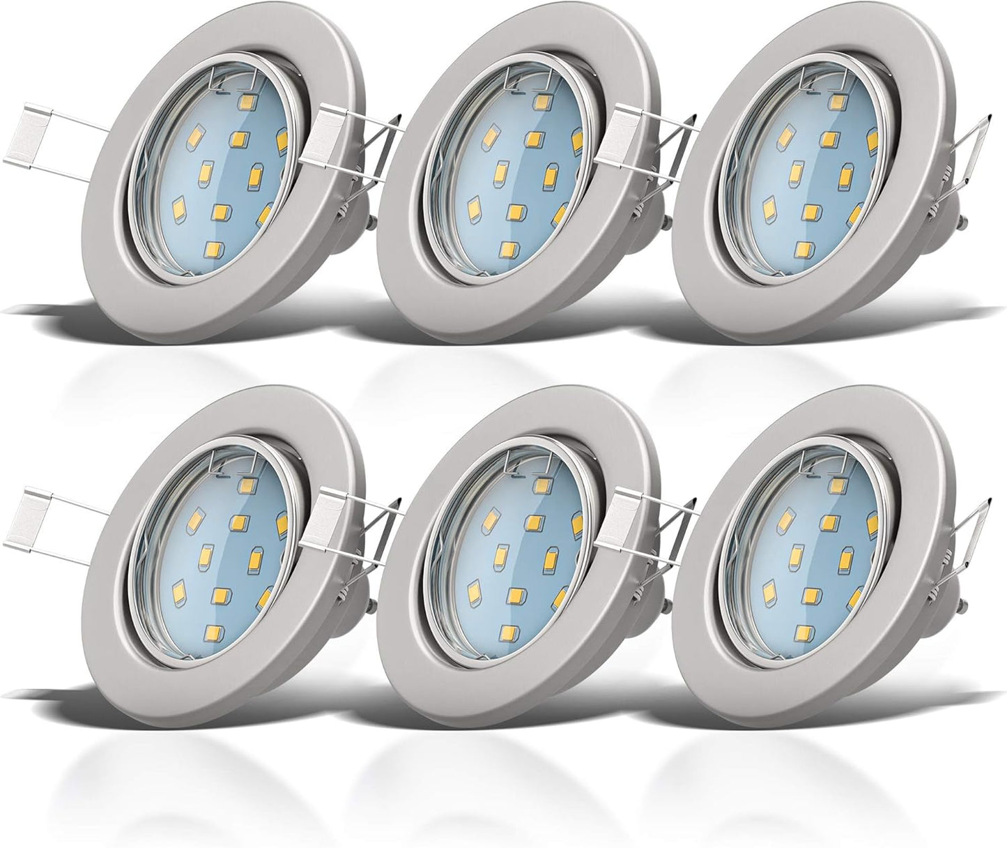 6er-Pack LED-Einbauspots, 3 Watt 6er Set Matt-nickel