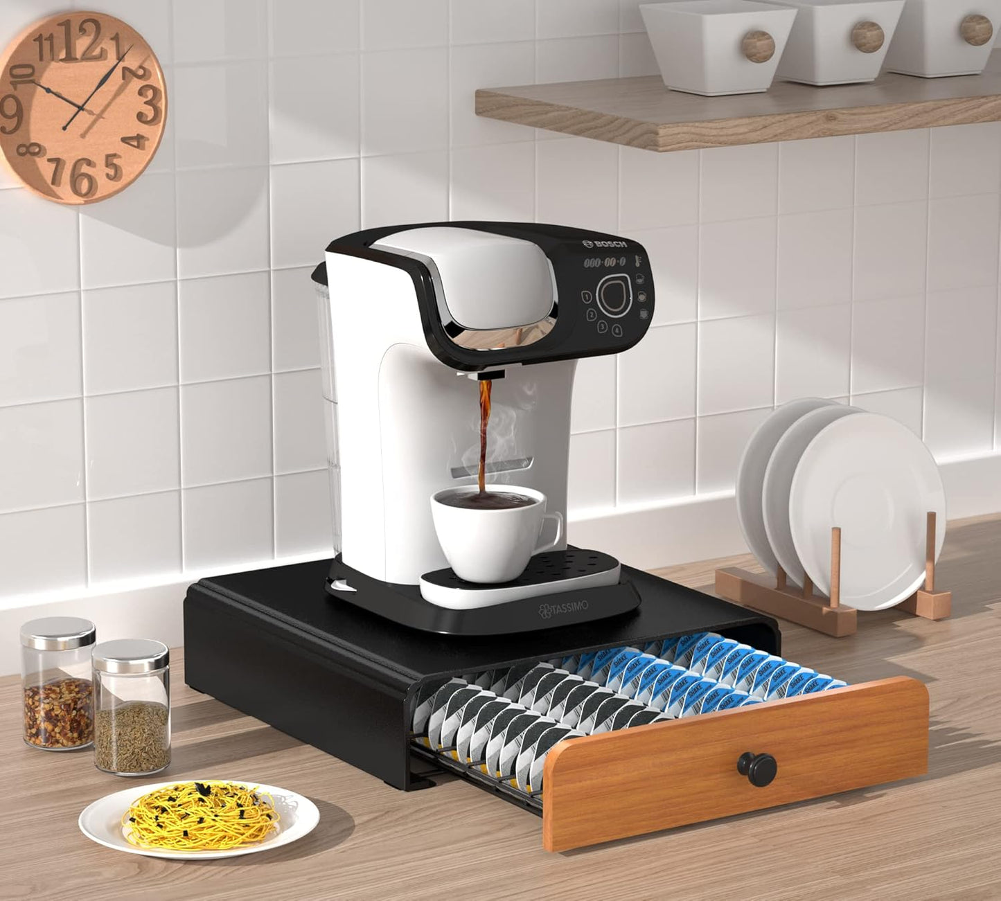 Kapselhalter für Tassimo, Schwarz + Braun