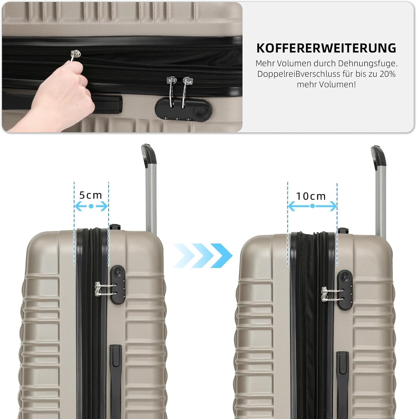 Hartschalen-Reisekoffer, Champagner L