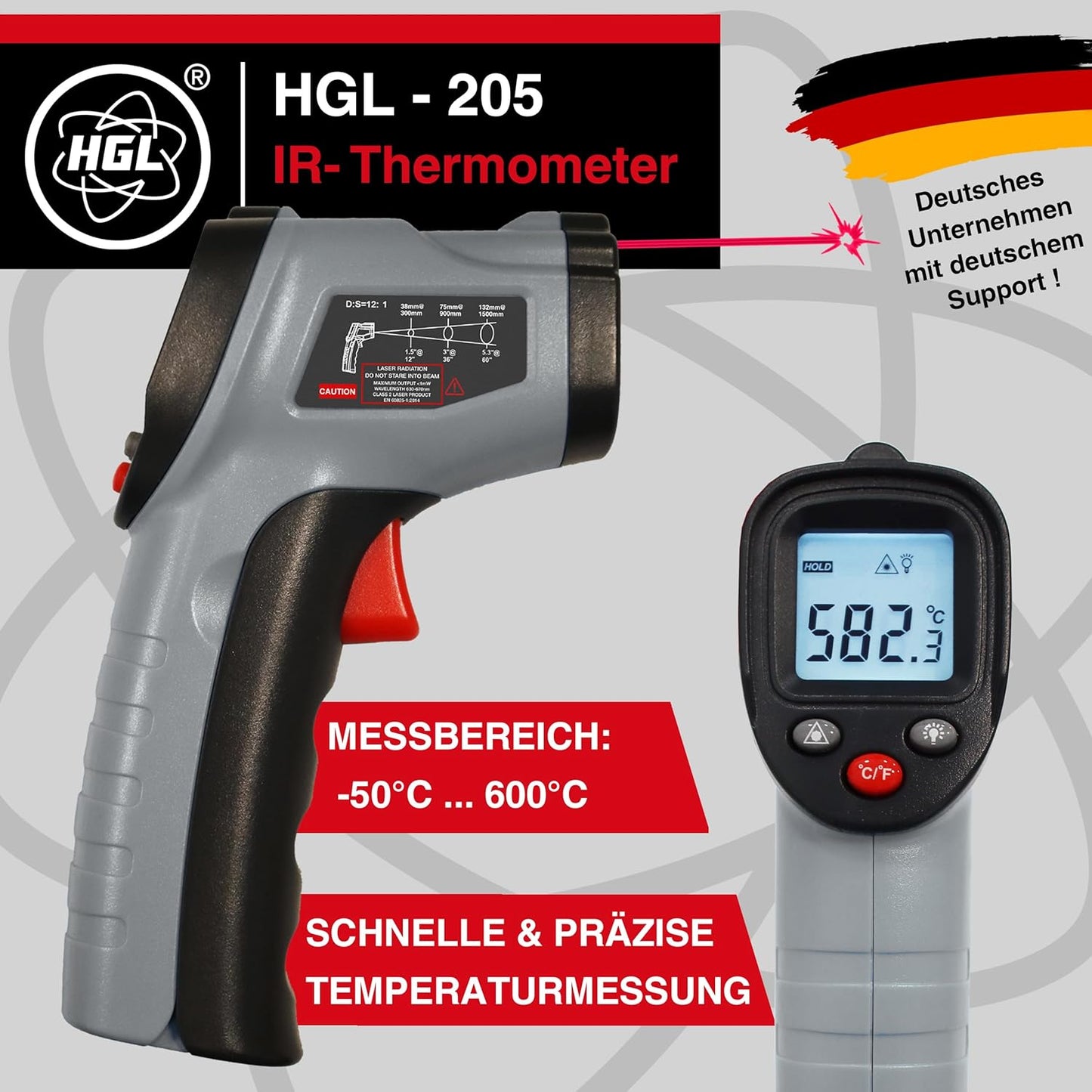 Infrarot Thermometer HGL-205, -50°C … 600°C