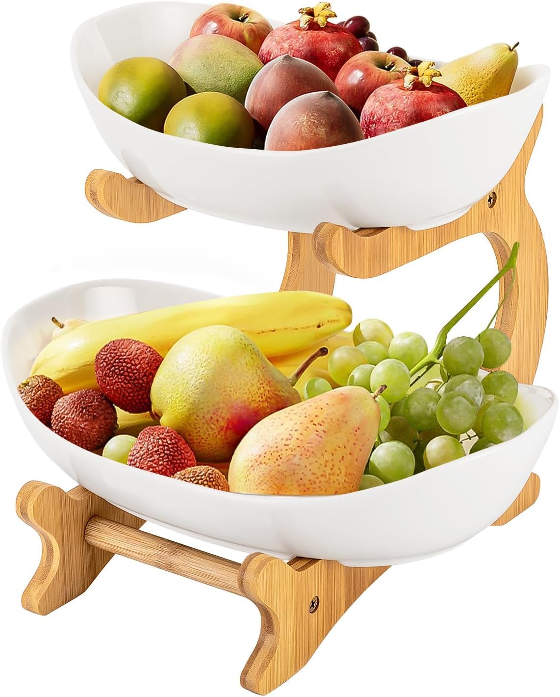 Obst-Etagere mit 2 Ebenen, Weiss-2schale