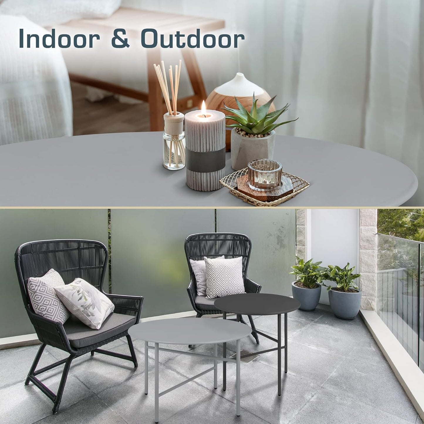 Beistelltisch Finn, Tischplatte: Ø 53cm - Höhe: 36cm Grau