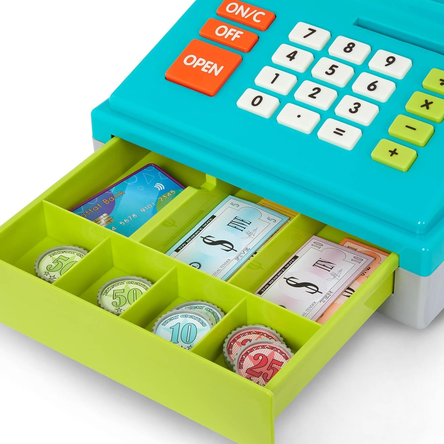 Spielzeugkasse mit Taschenrechner und Zubehör, 48 Teile