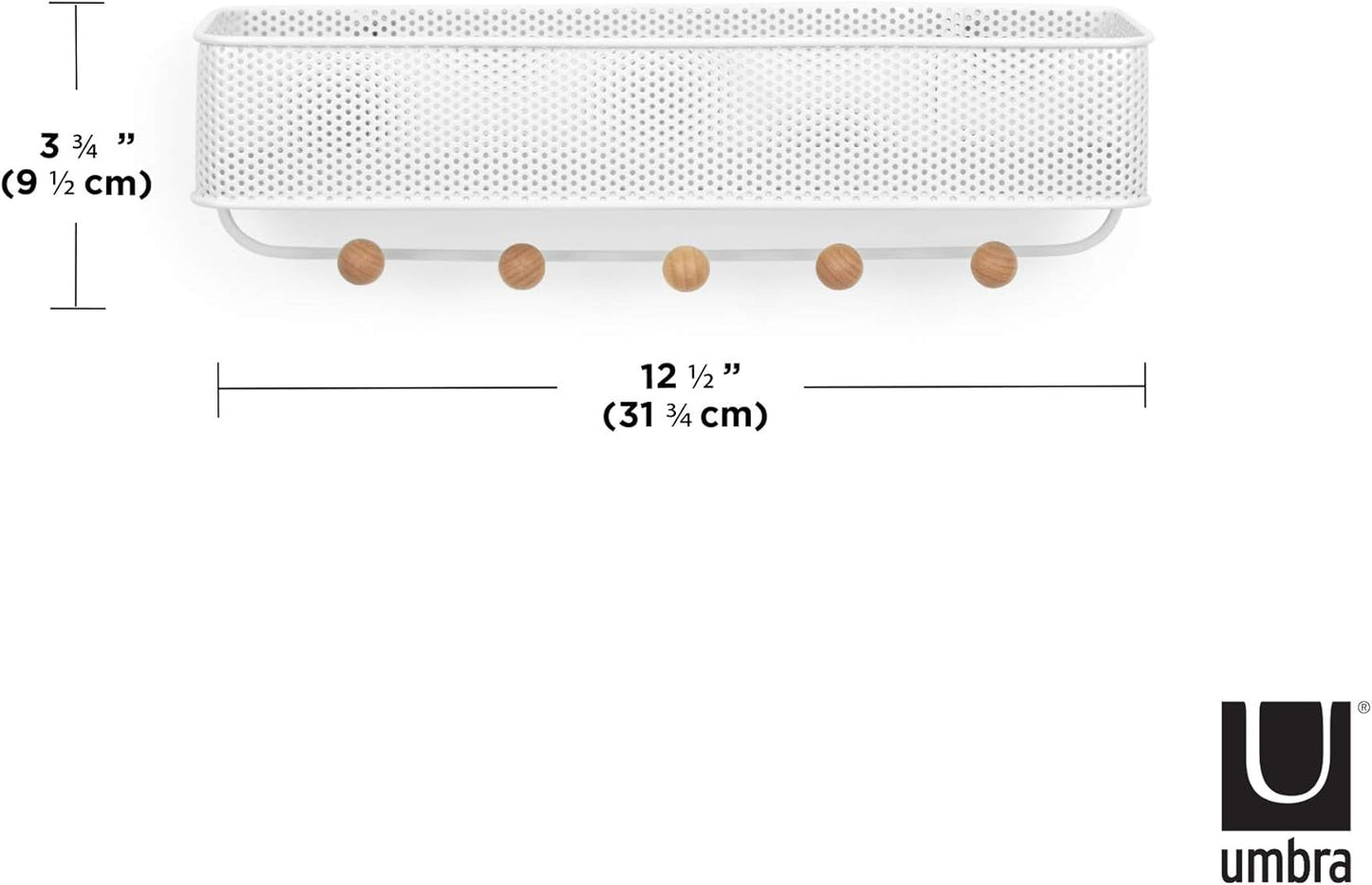 Schlüsselbrett mit Briefablage & Haken-Set, Weiss/Natur Wandorganizer